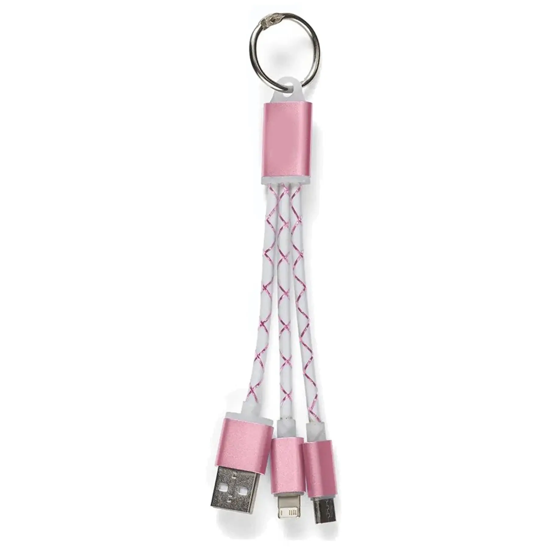 Triple Color Metallic USB Charging Cables Keychain Set