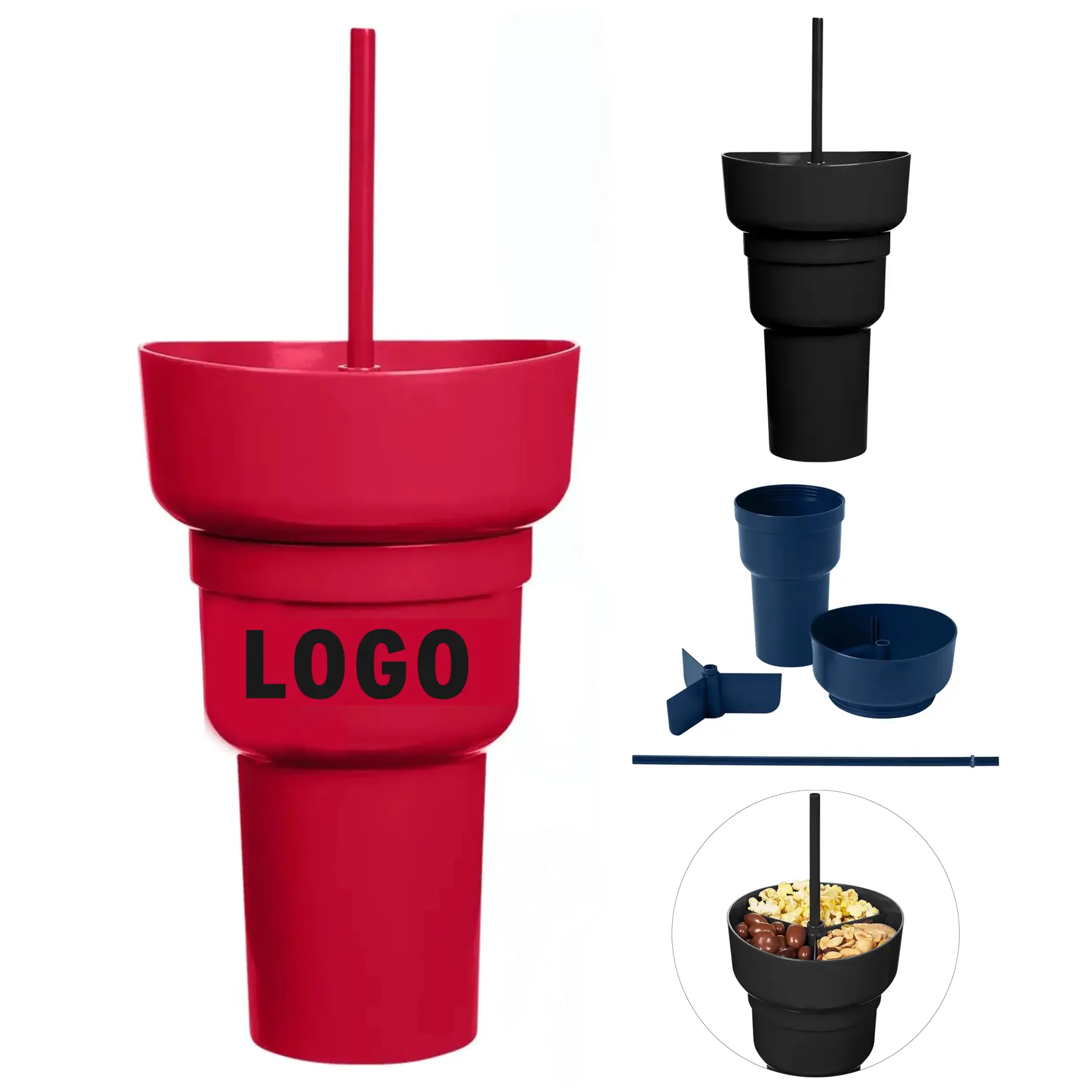 Eco Friendly 33oz Recycled PP Stadium Tumbler Snack Bowl Set 2