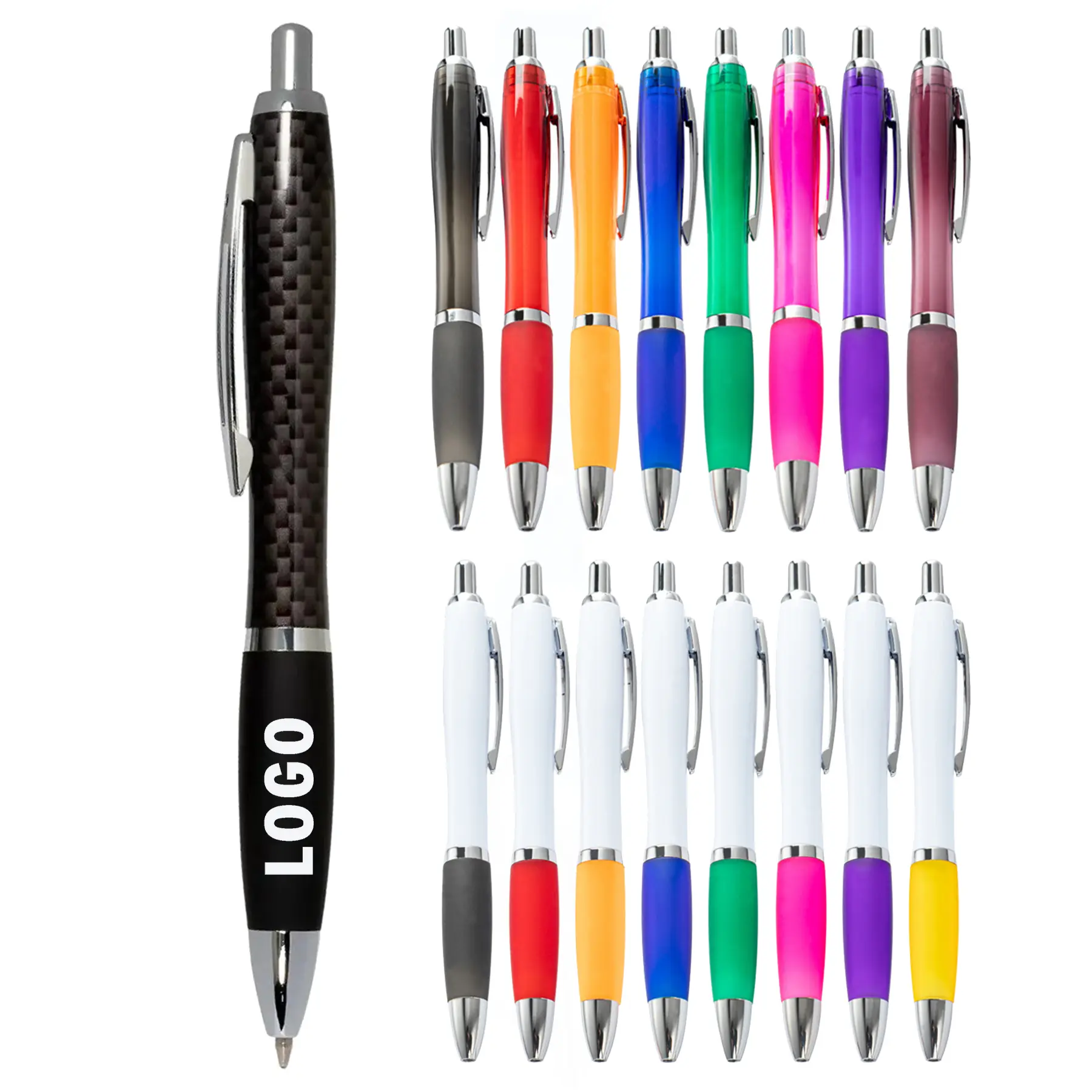 Carbon Fiber Aluminum Pen Retractable Black Medium Point 2