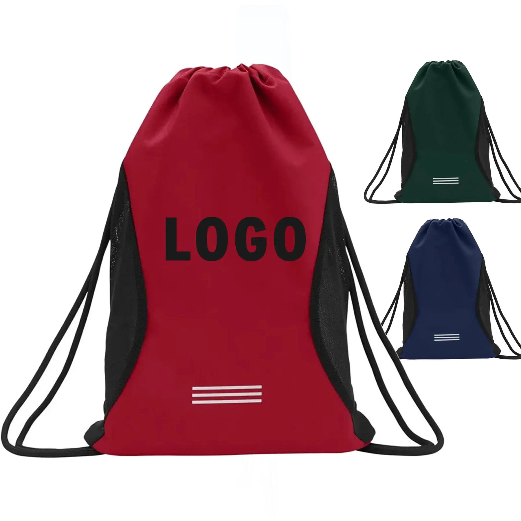 Eco Recycled Polyester Drawstring Backpack with Padded Base 2