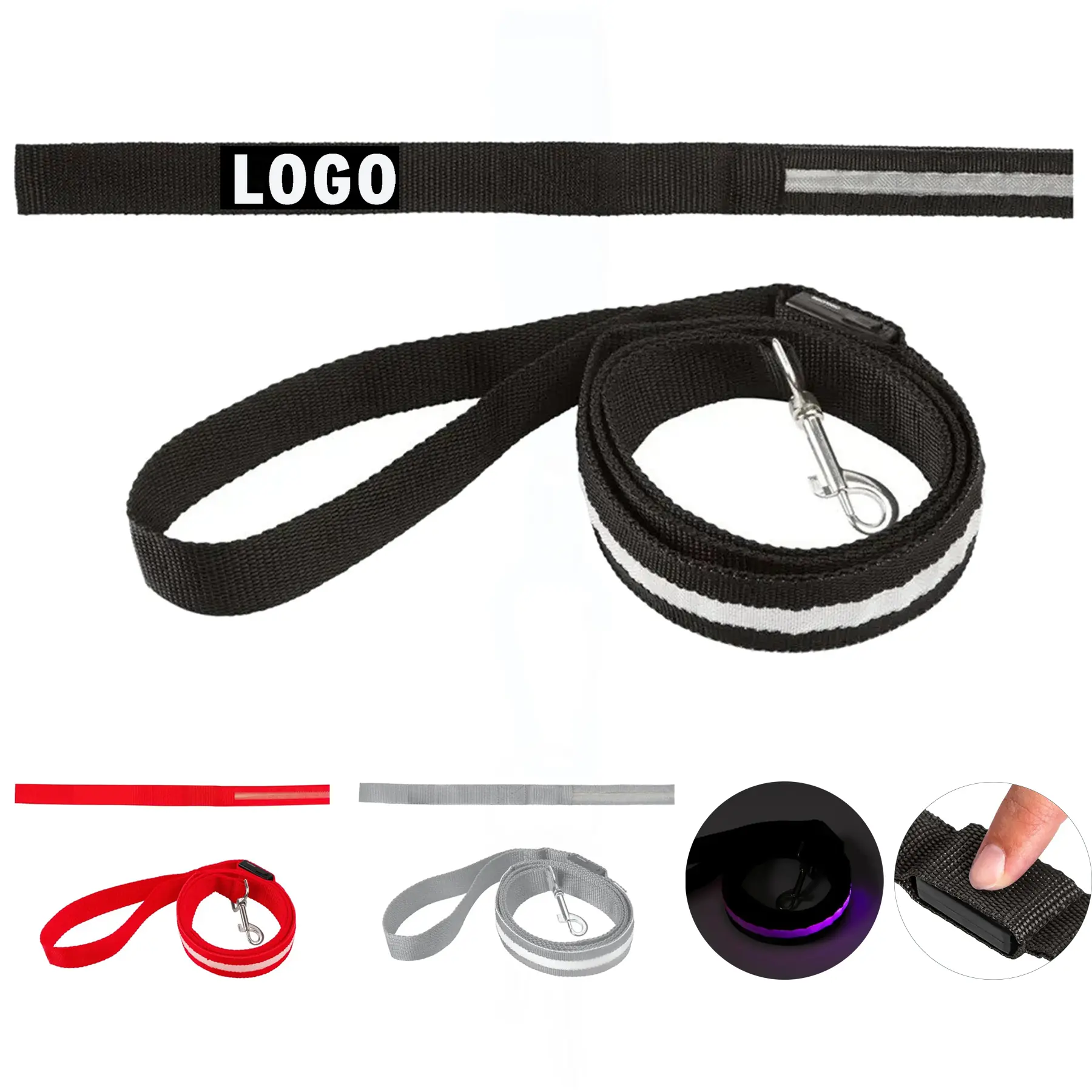 USB Rechargeable LED Dog Leash 3 Light Modes 2