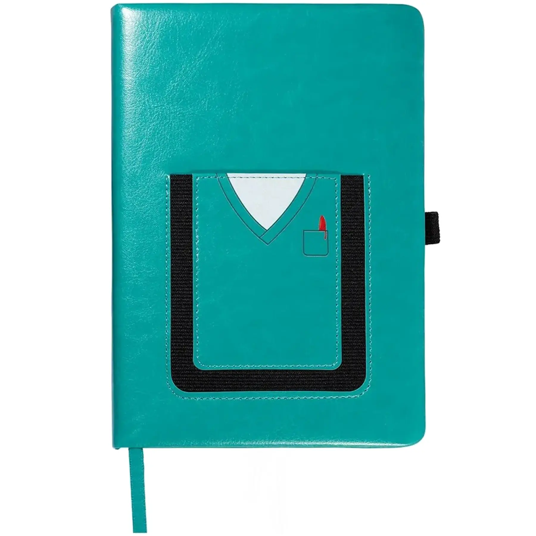 Medical Theme Softcover Journal with Smartphone Pocket, Lined Pages, Elastic Pen Holder, Ribbon