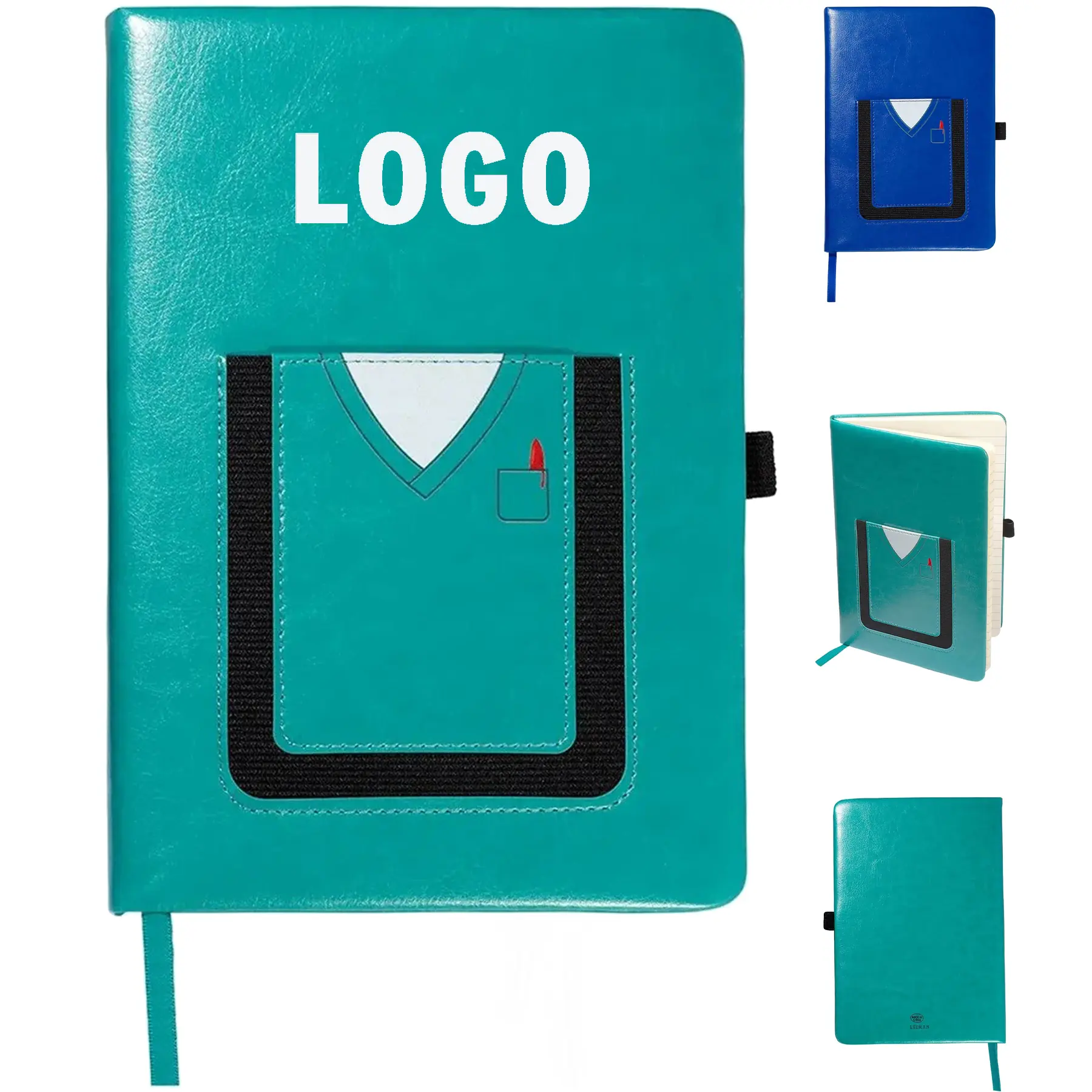 Medical Theme Softcover Journal with Smartphone Pocket, Lined Pages, Elastic Pen Holder, Ribbon 2