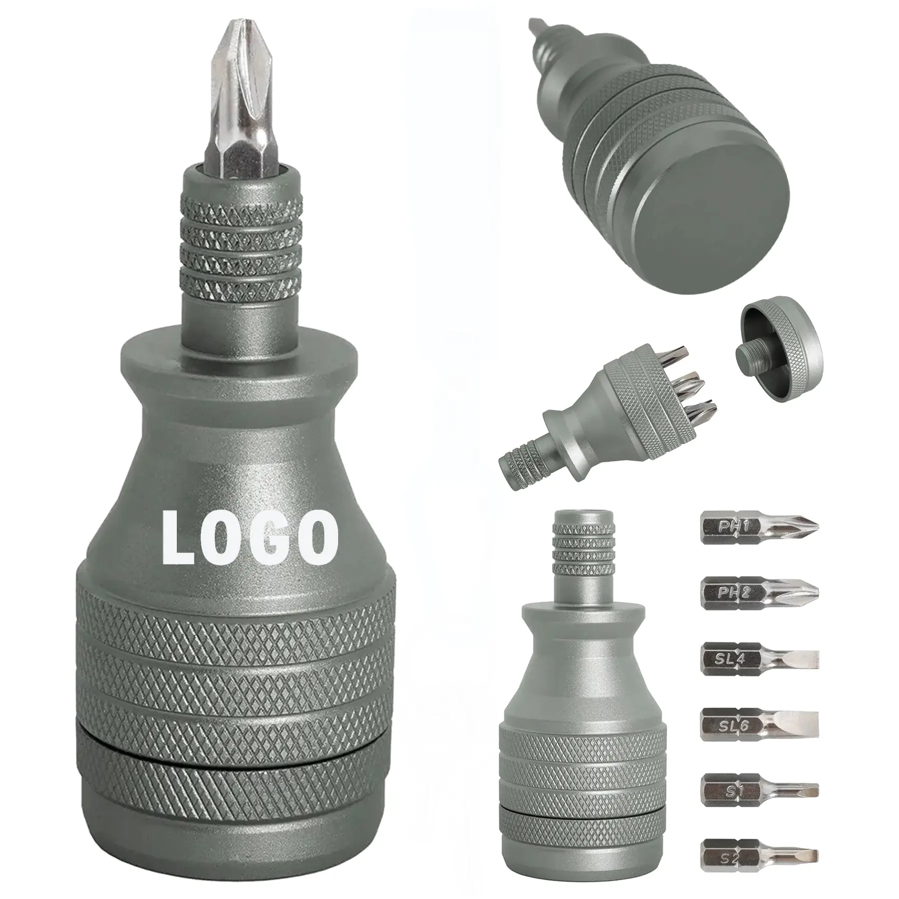 Recycled Aluminum Multi Bit Screwdriver Set Magnetic Bits Storage 2