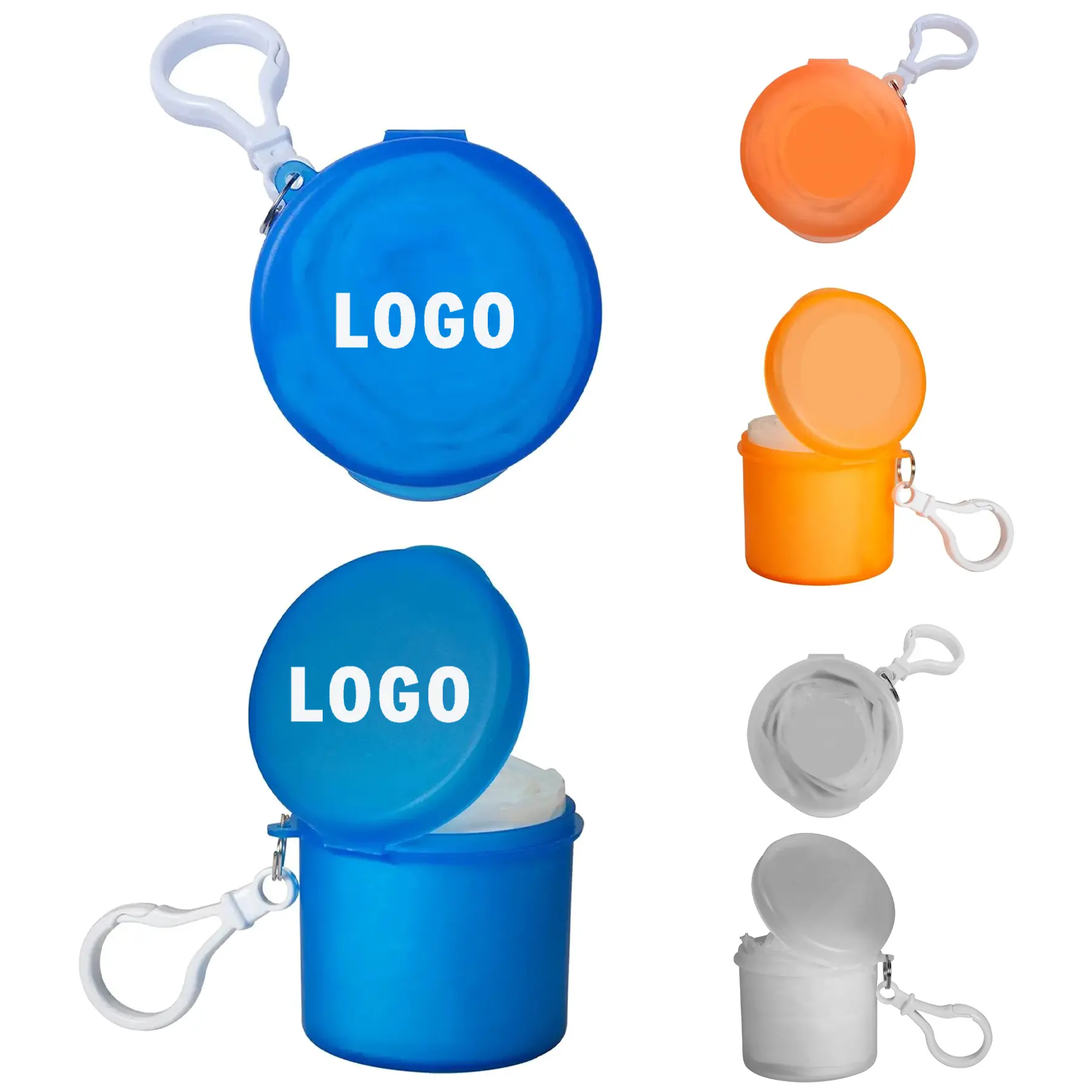 Disposable Clear Plastic Hooded Rain Poncho Carabiner Storage Case 2