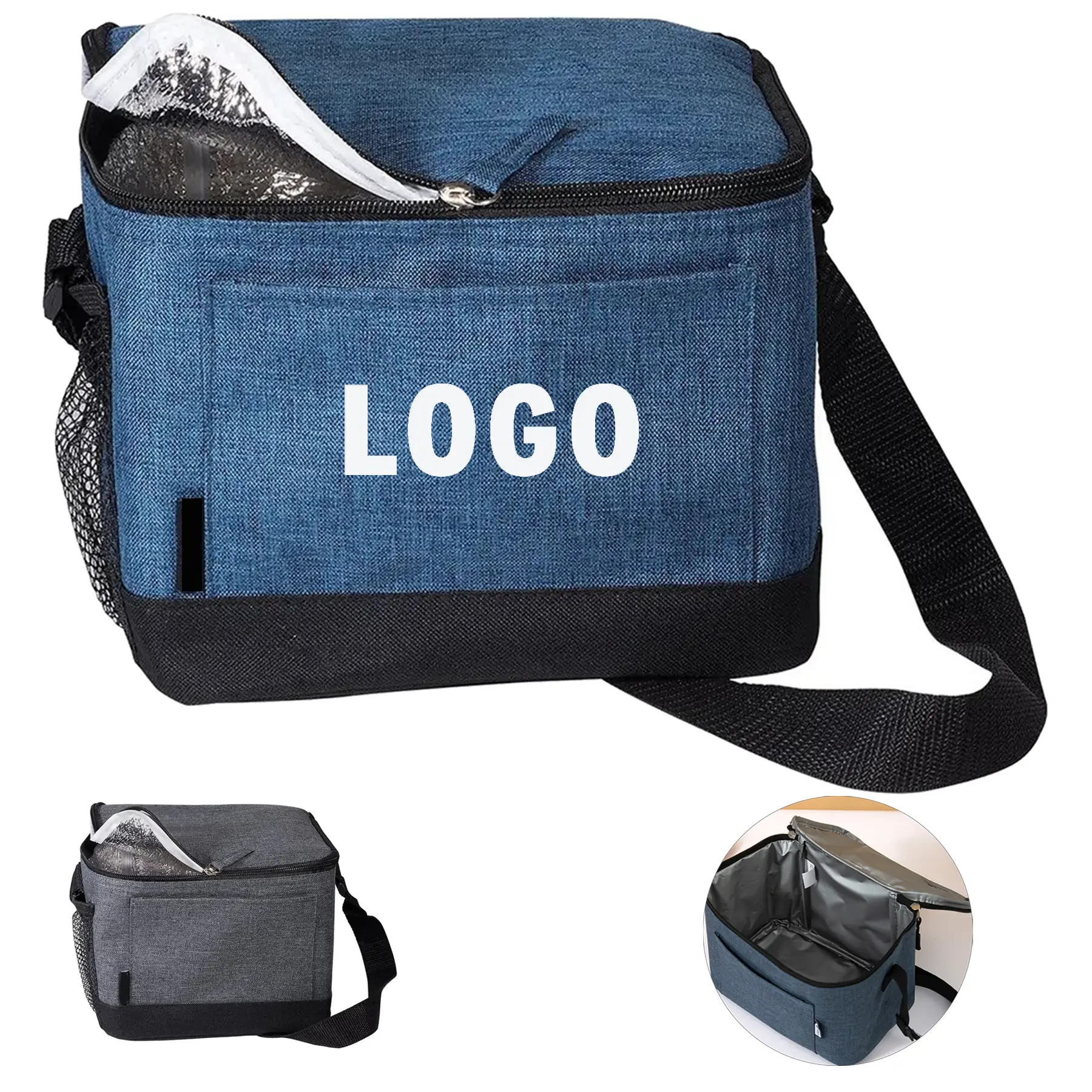 Two Tone Canvas 6 Can Lunch Cooler Bag 2
