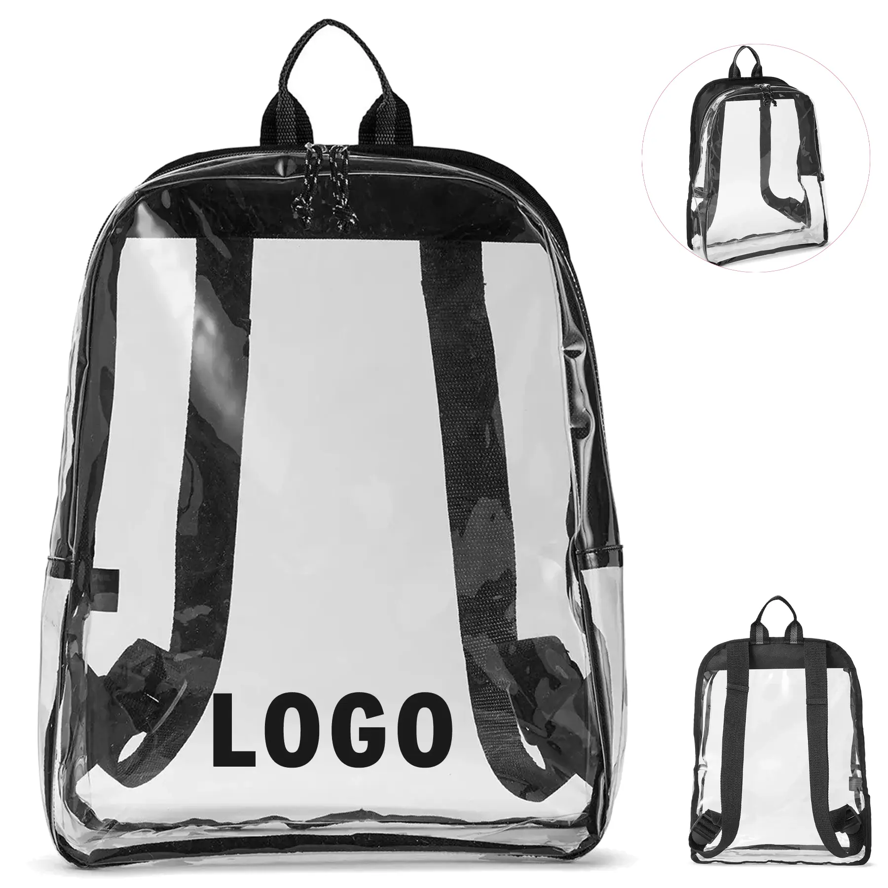 Spacious Clear PVC Backpack, Adjustable Straps & Zipper 2