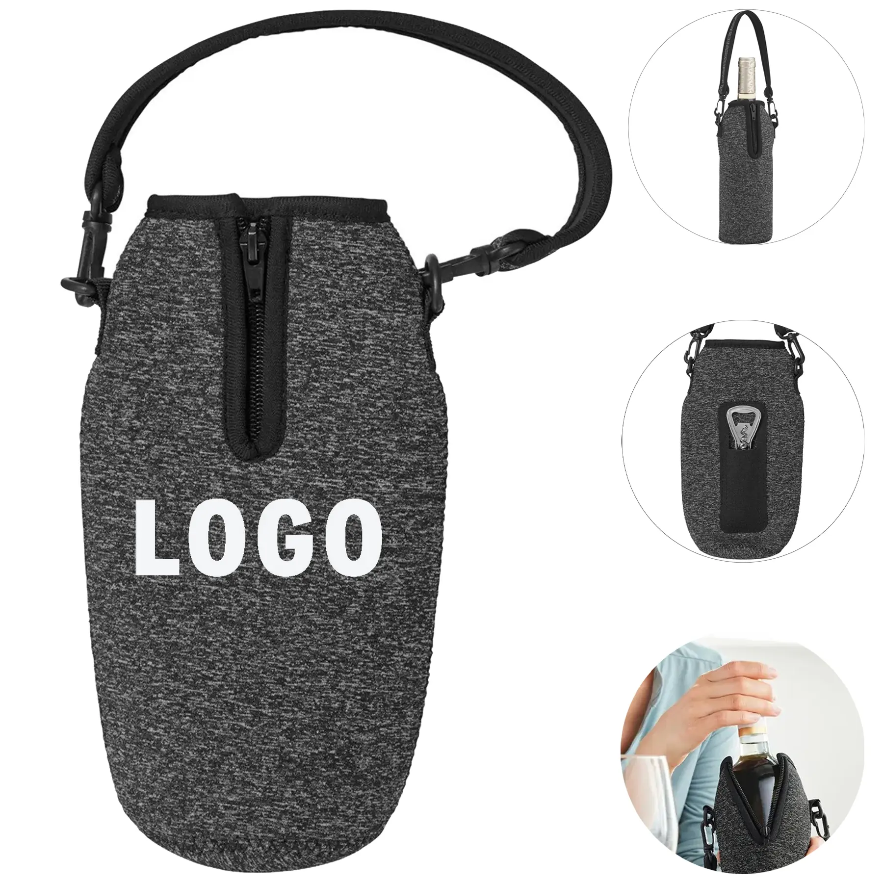 Wine Carrier Neoprene Cooler Corkscrew Gift Set 2