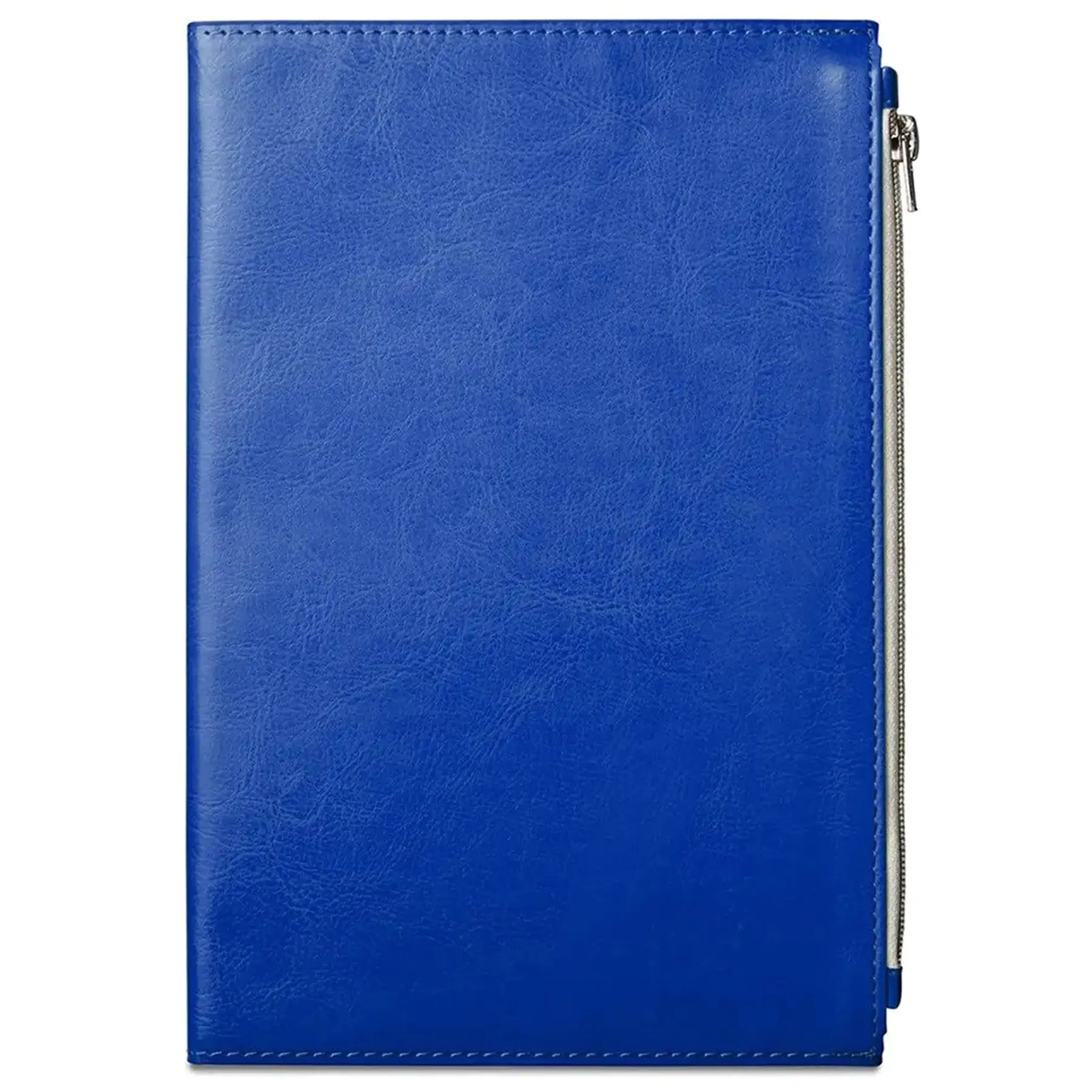 Genuine PU Leather Lined Journal Notebook with Zipper Pocket and Ribbon Bookmark