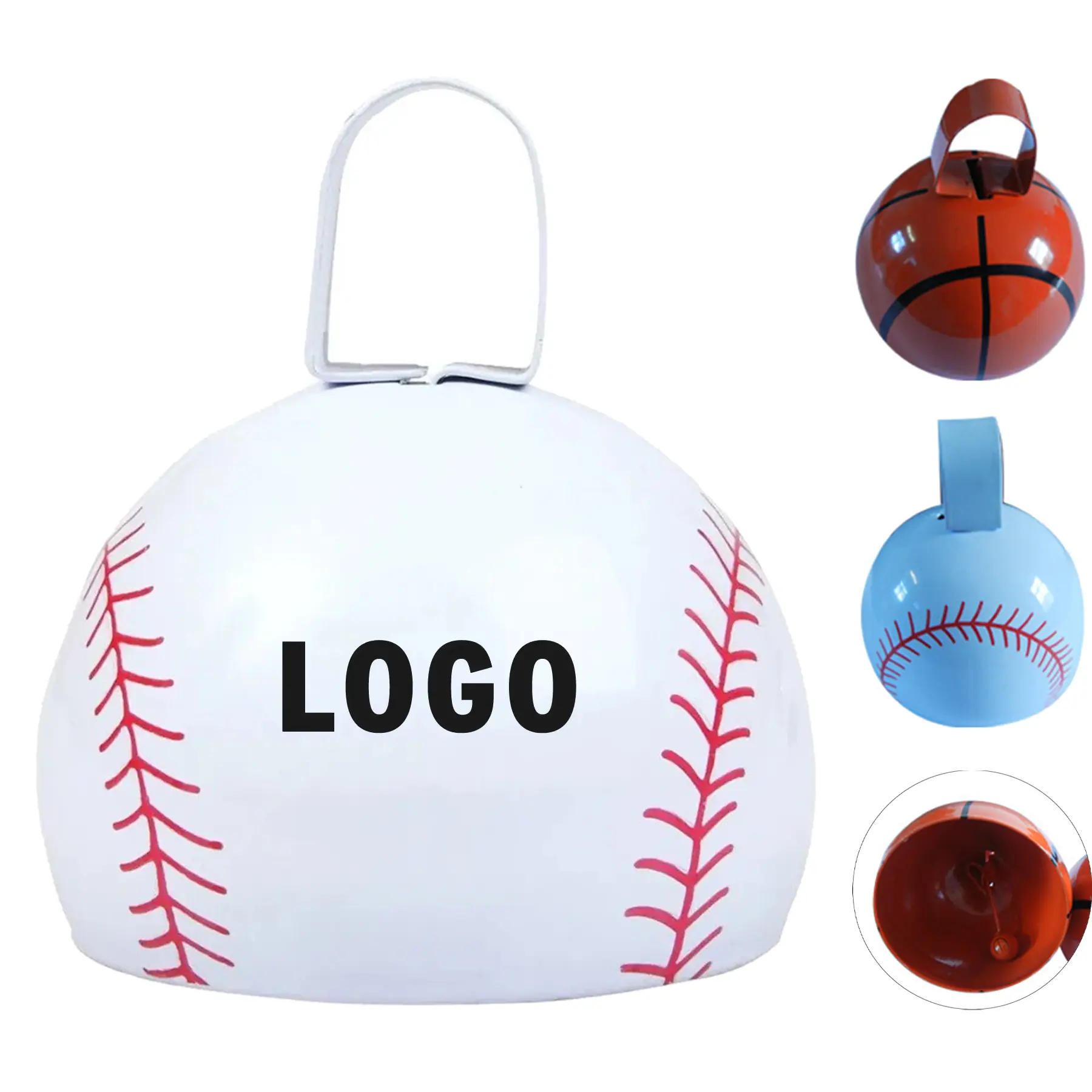 Baseball Graphic Iron Cowbell Top Handle 2