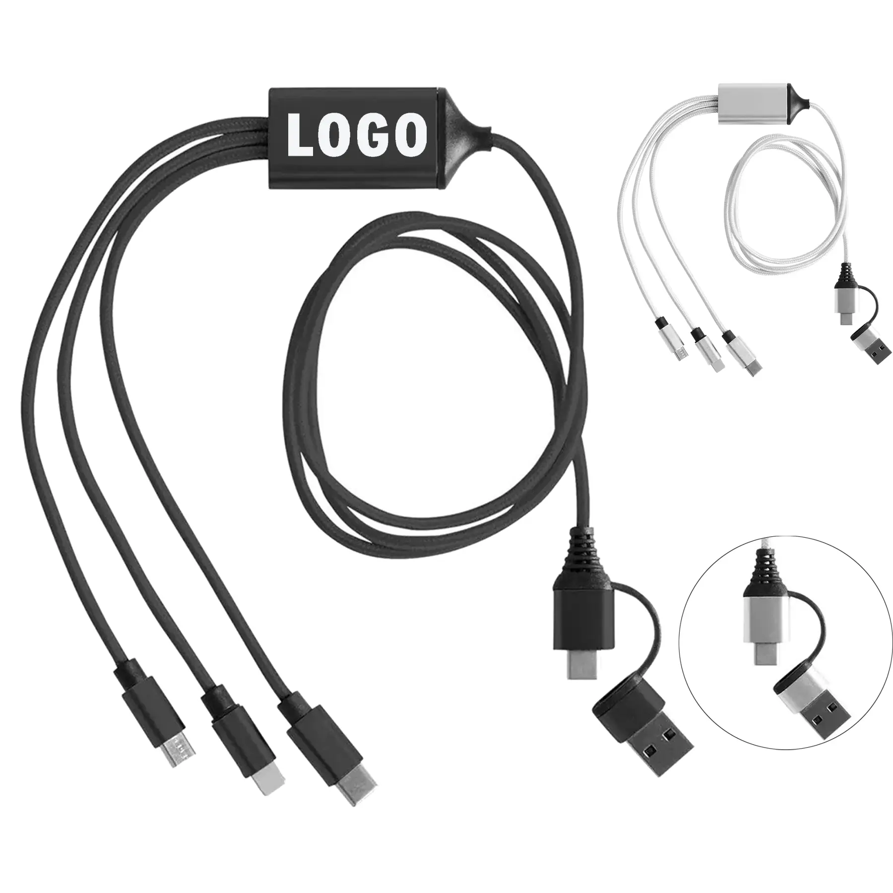 Universal Triple Port Charging Cable USB A Type C Micro USB 2