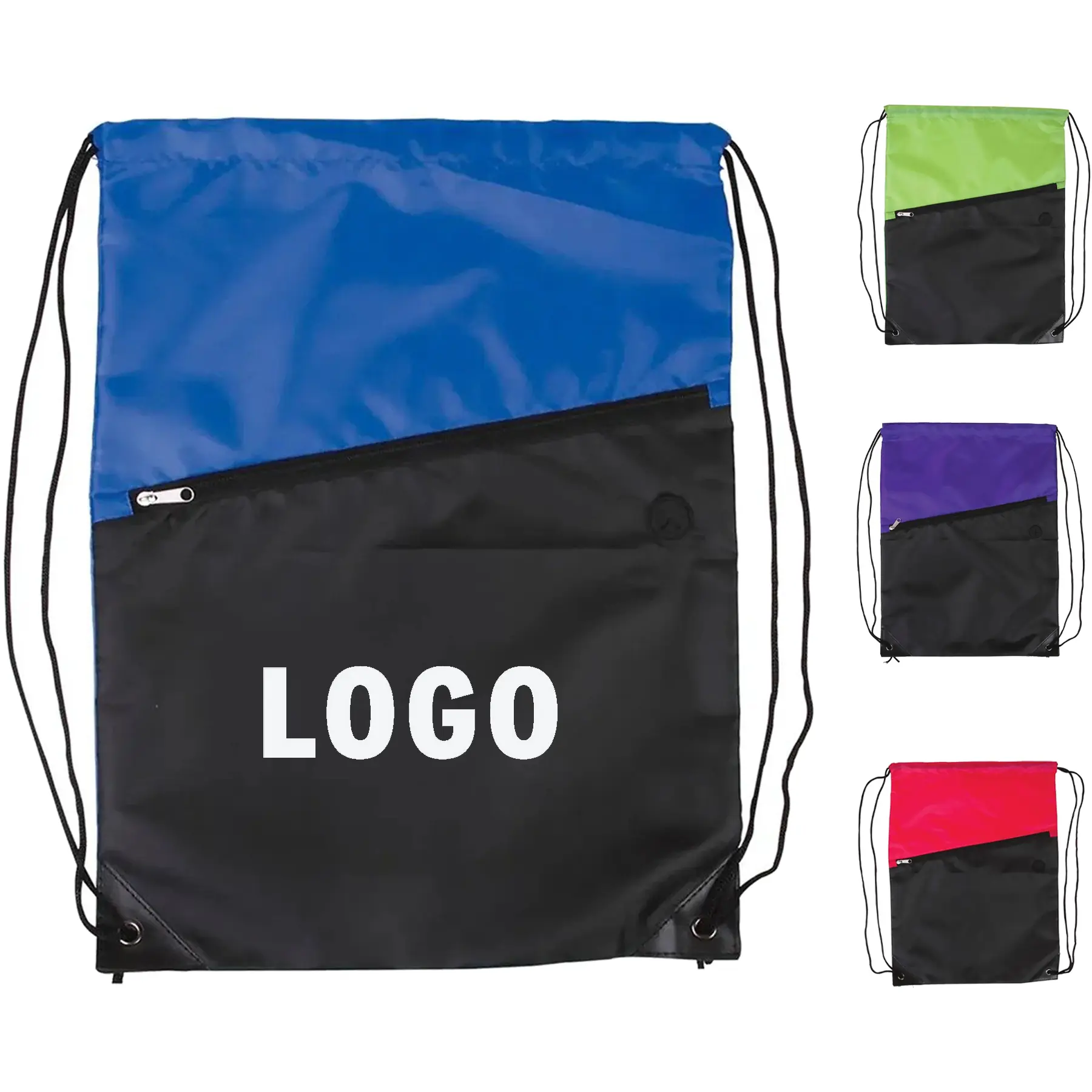 Colorblock Cinch Backpack with Front Zipper Pocket 2