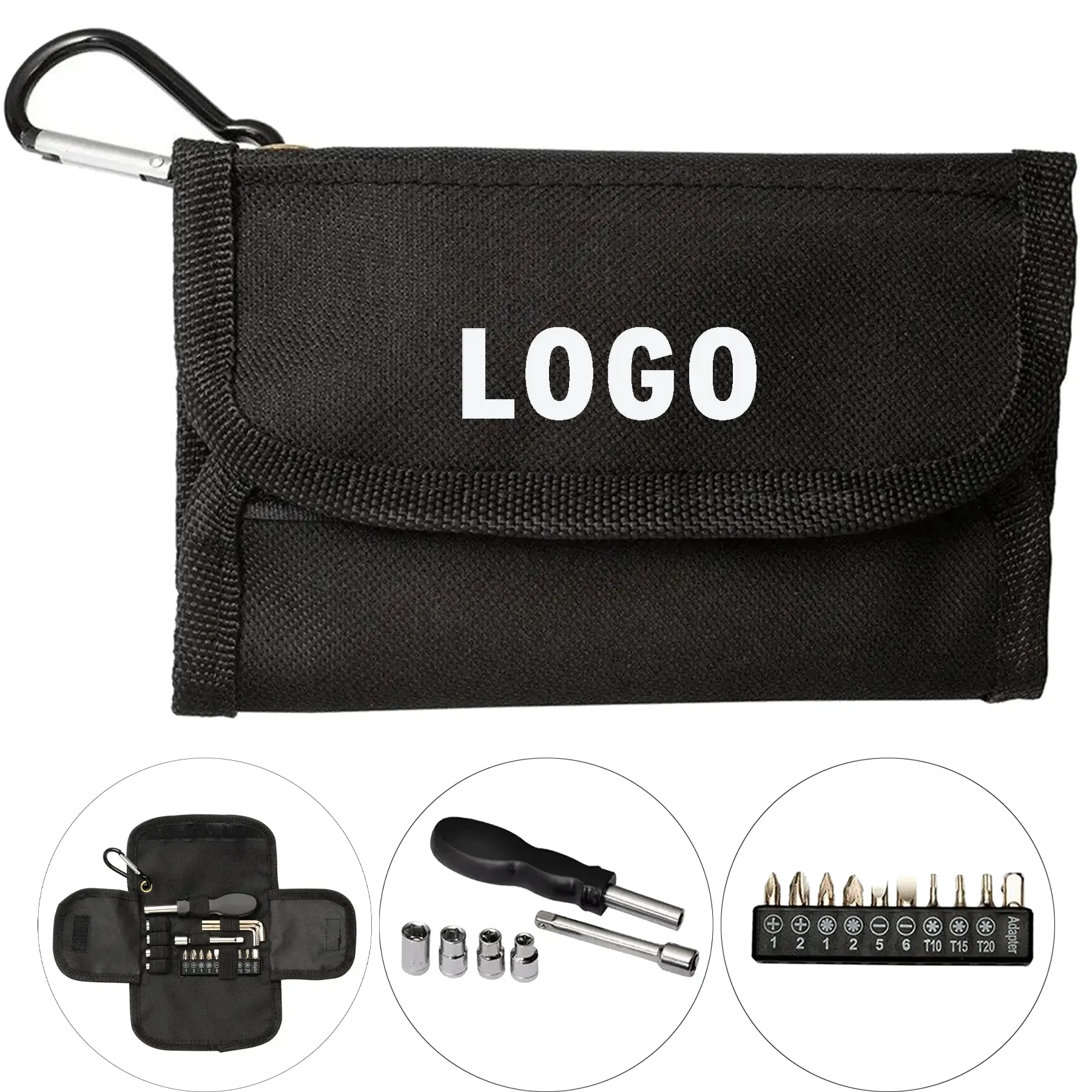 Portable 20 Piece Tool Set with Storage Case - Multi-Function Screwdriver Bits Hex Wrenches Sockets 2