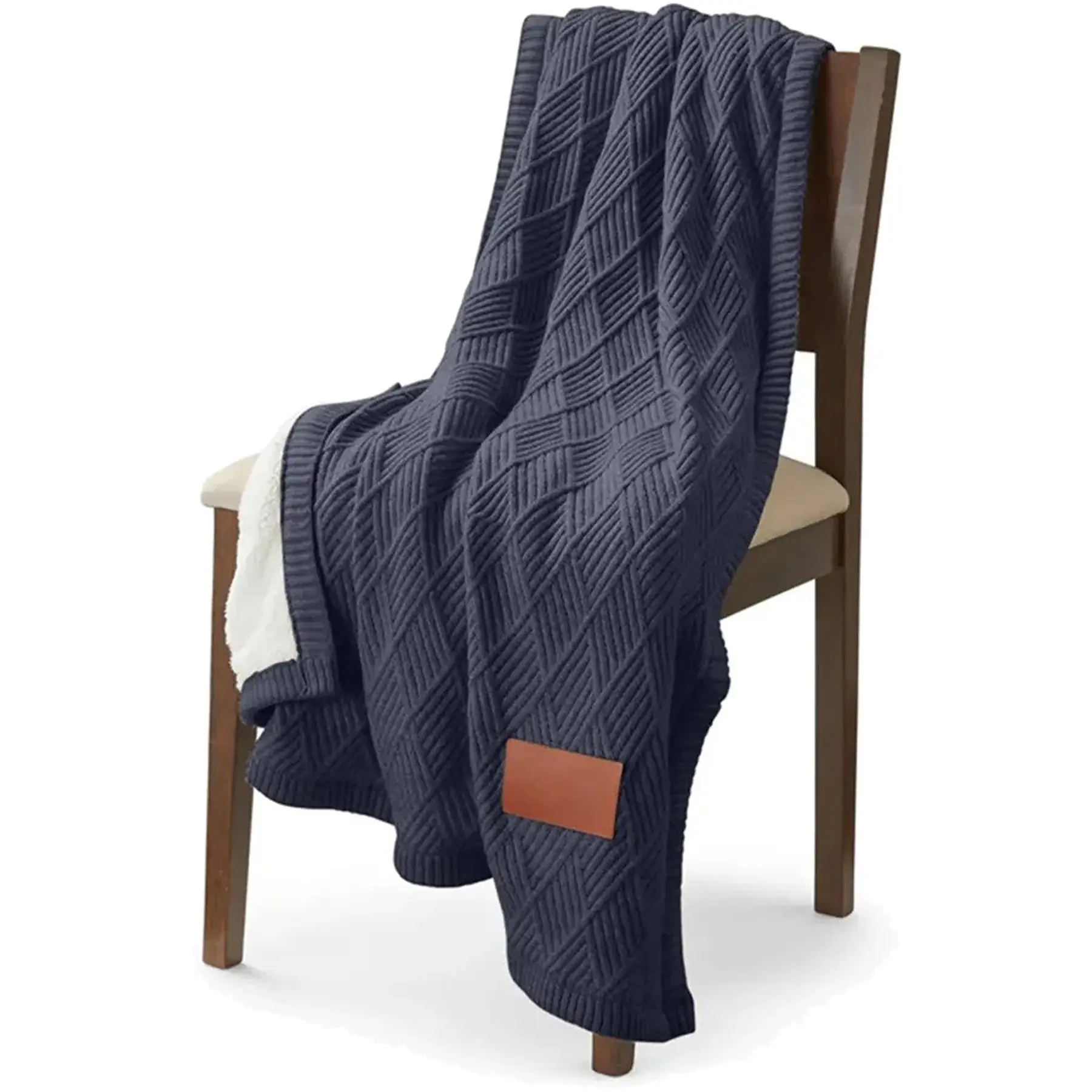 Double Layer Cozy Knit Throw Blanket with Soft Sherpa Backing