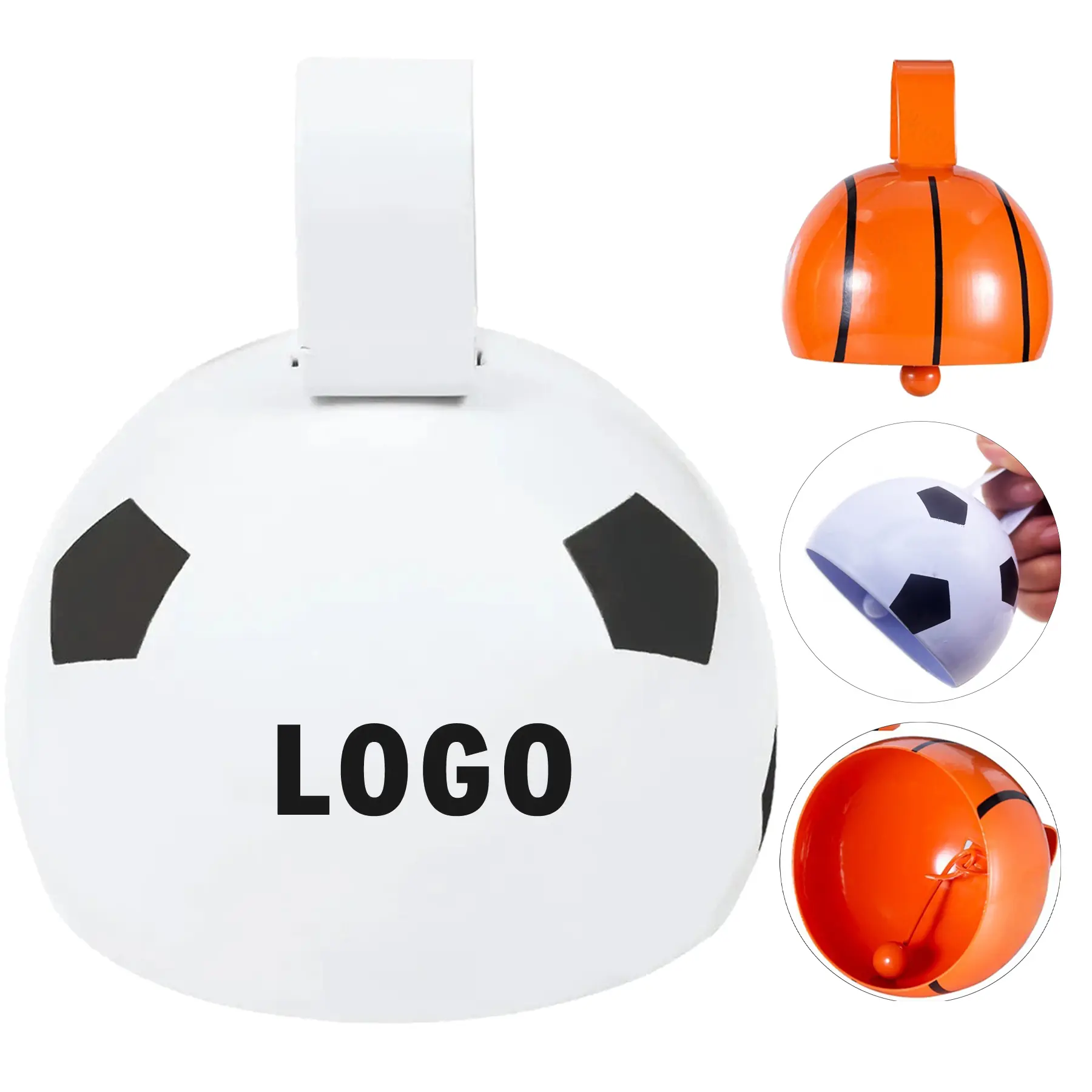 Round Metal Soccer Cowbell 2
