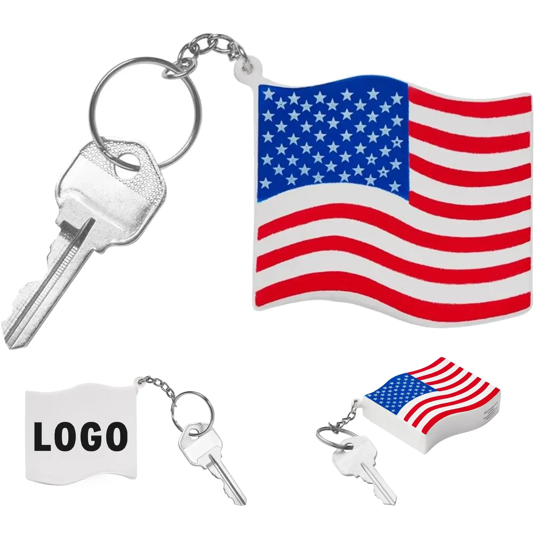 Patriotic USA Flag Stress Ball Keychain 2