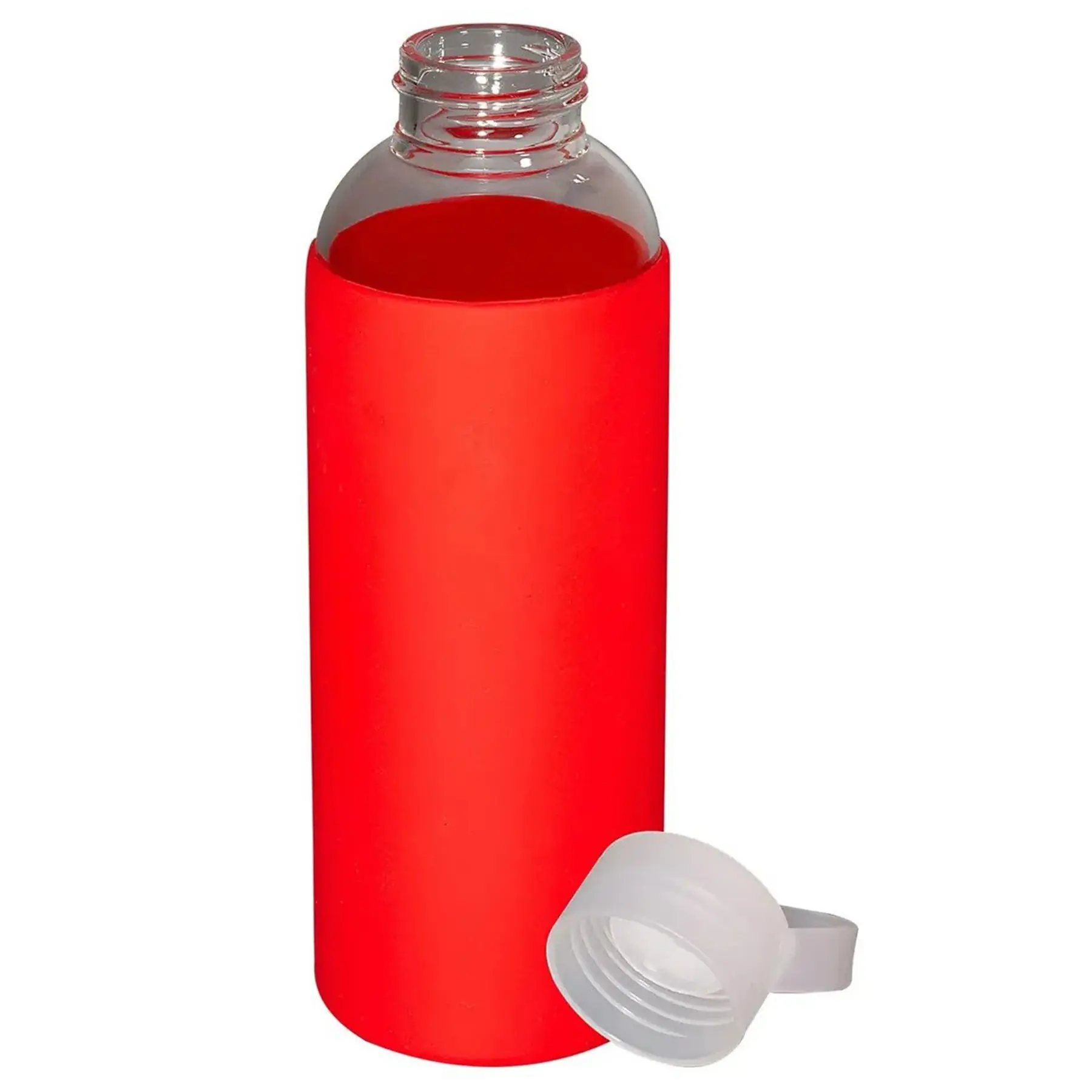 18oz Glass Water Bottle Colored Silicone Sleeve