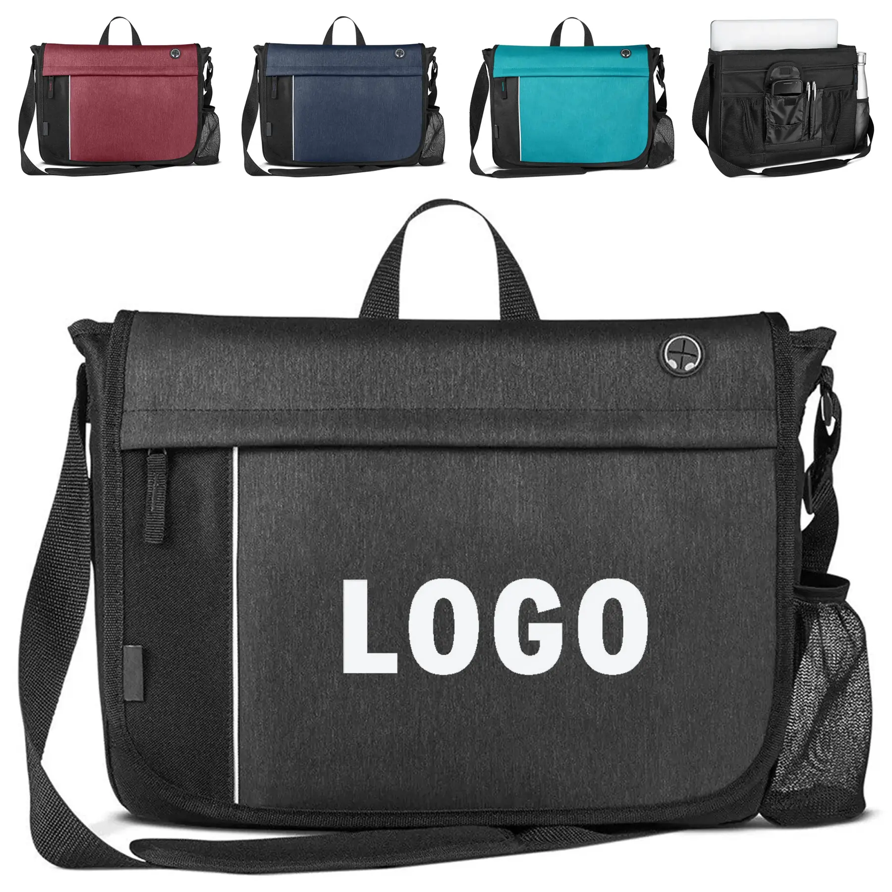 Nylon Laptop Messenger Bag with Organizer Pockets 2