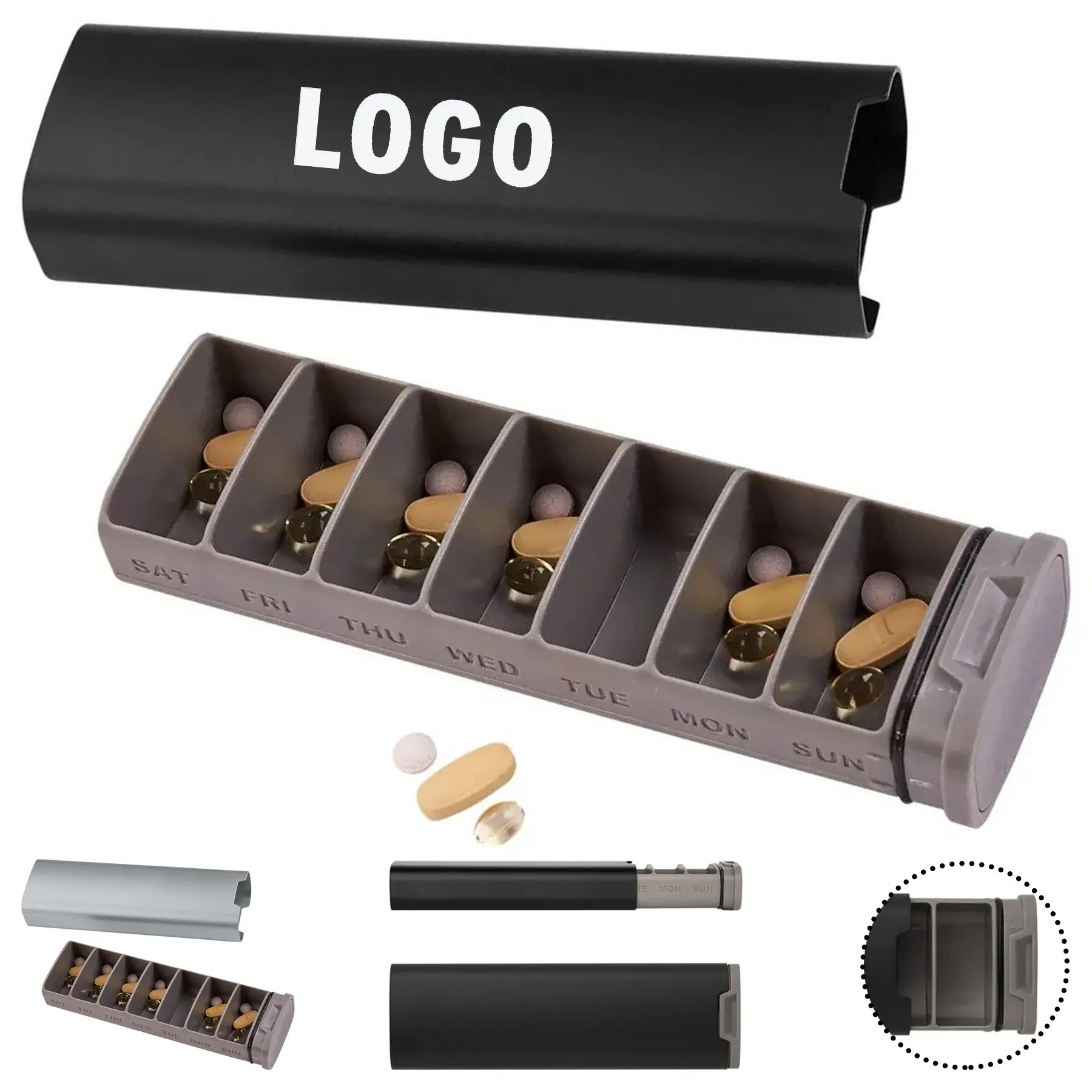 Weekly Sliding Pill Travel Organizer Case 2