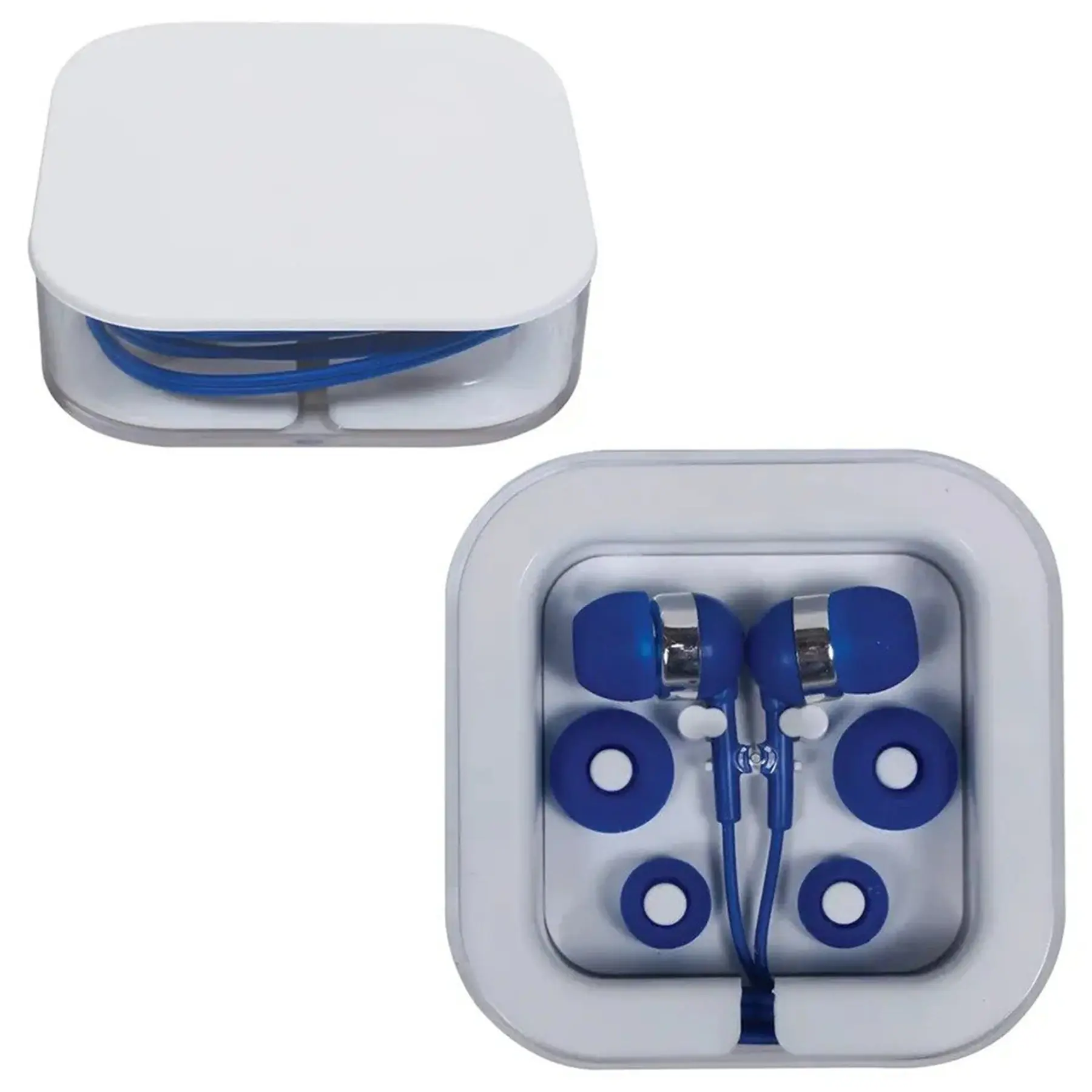 Portable Wired Earbuds Square ABS Case 3 Tip Sizes