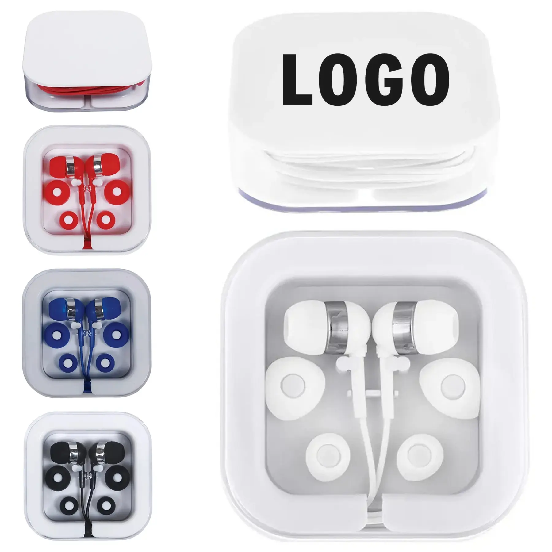 Portable Wired Earbuds Square ABS Case 3 Tip Sizes 2