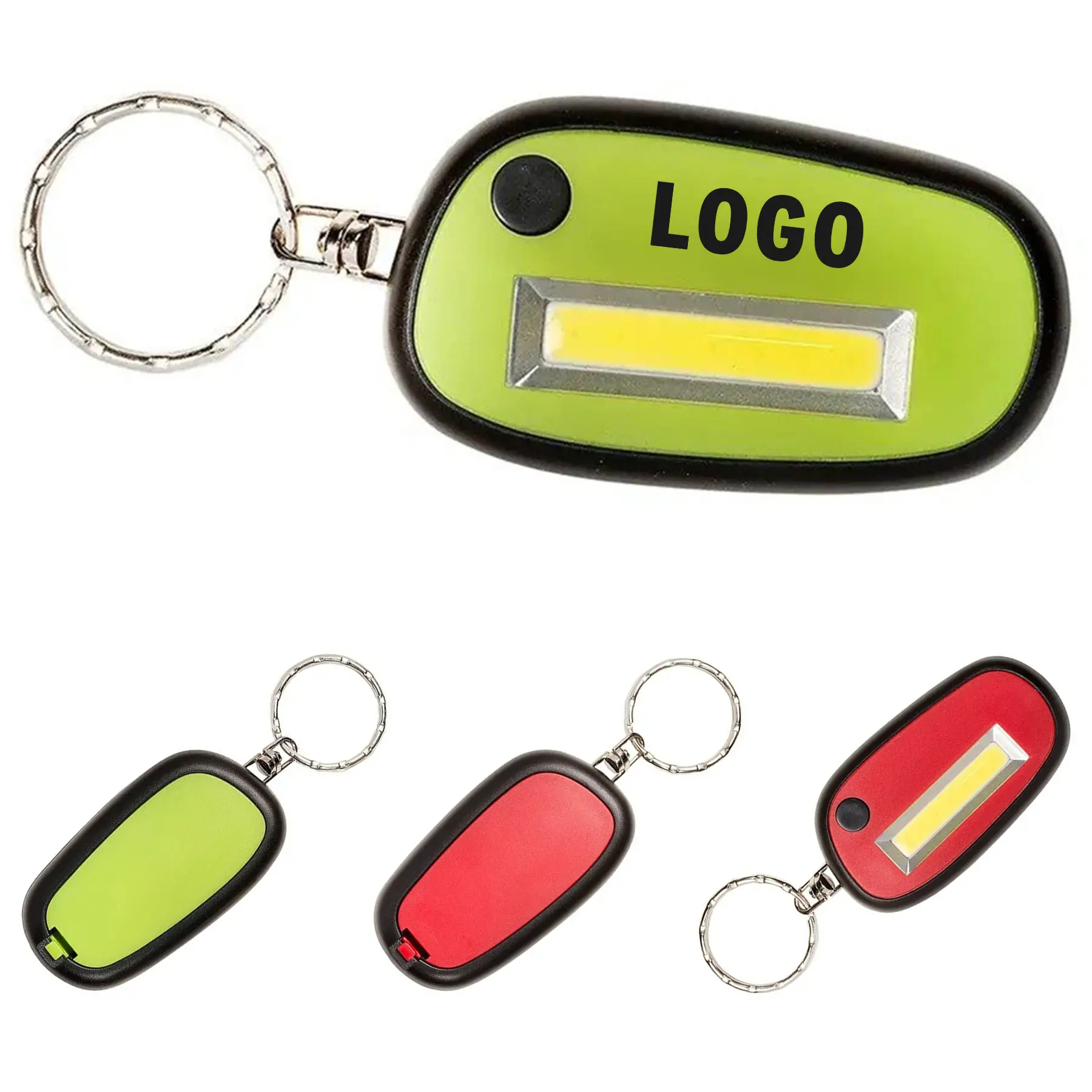 Compact COB LED Keychain Flashlight - Ultra Bright Mini Light with Metal Ring and Included CR2032 2
