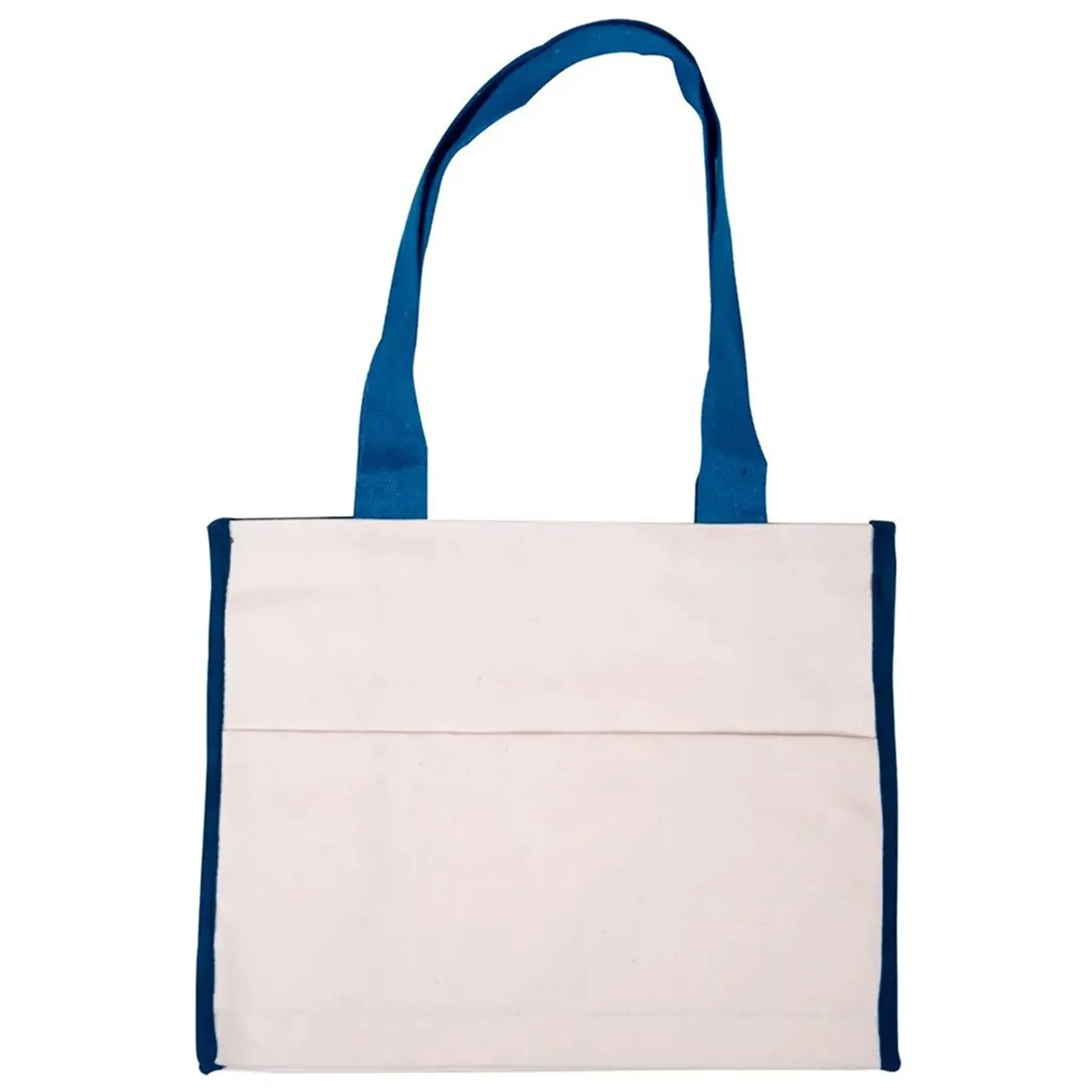 Heavy Duty Cotton Canvas Tote Bag Color Accent Gusset Front Pocket