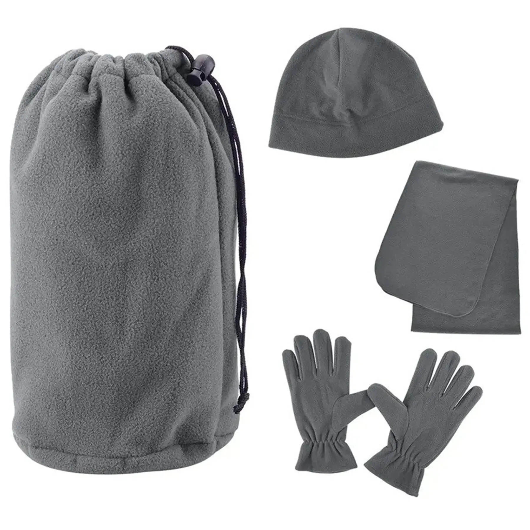 Cozy Fleece Winter Hat Gloves Scarf Bundle