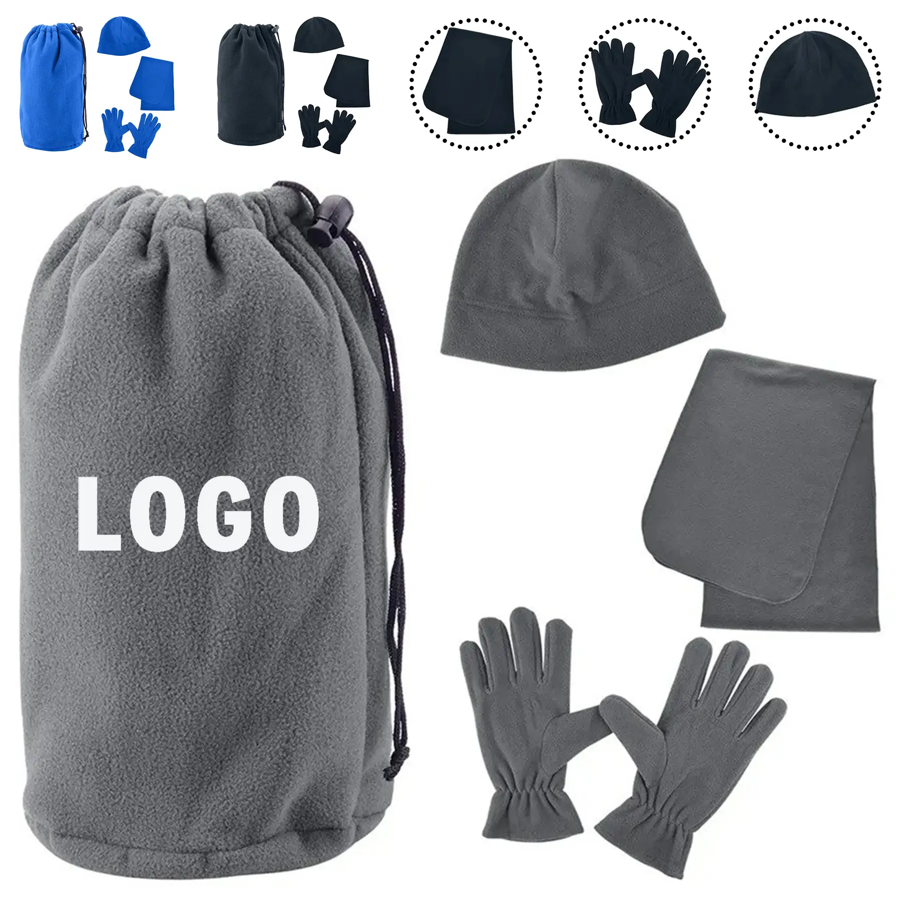 Cozy Fleece Winter Hat Gloves Scarf Bundle 2