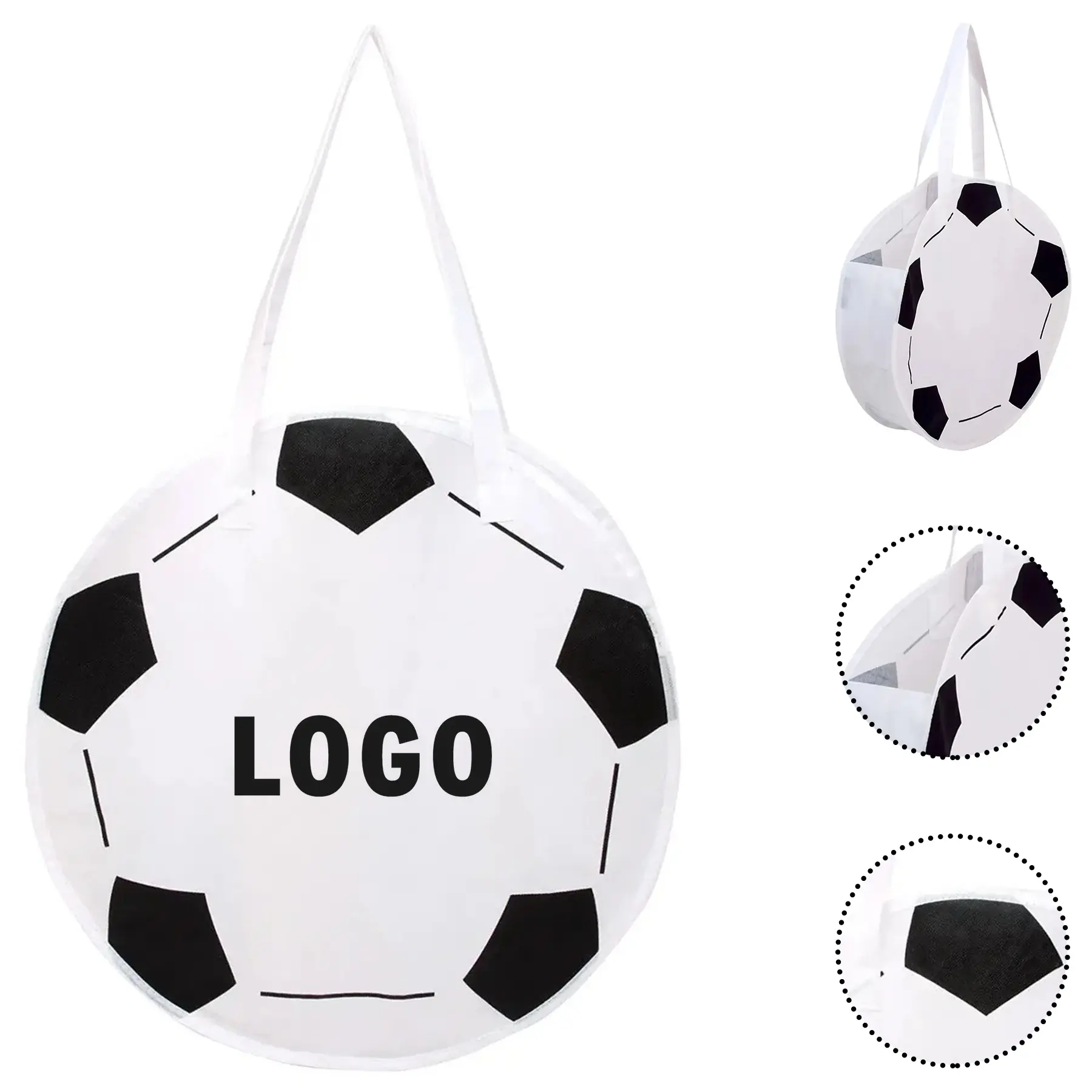 Custom Soccer Ball Pattern Reusable Shopping Tote 2