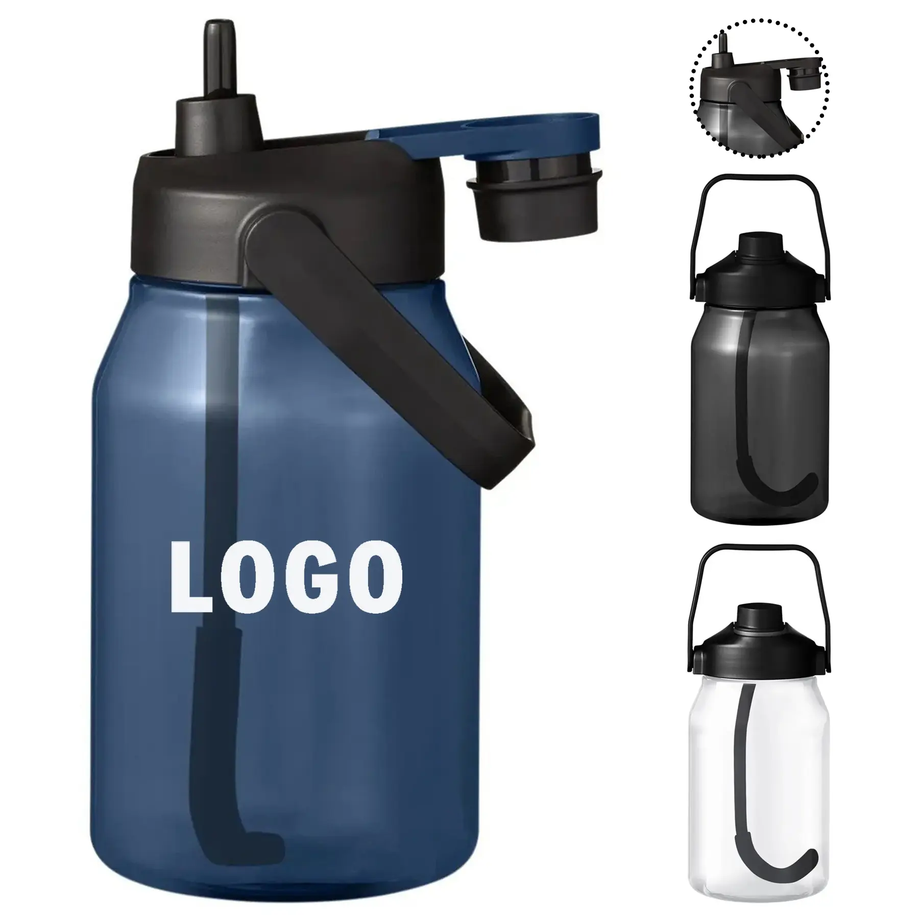 64 Ounce PCTG Plastic Sports Water Bottle Large Capacity Hydration Jug Straw 2