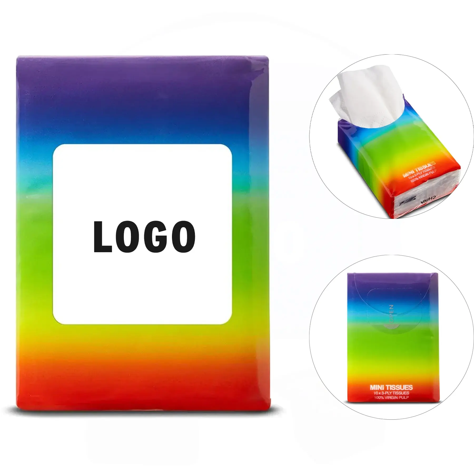 Rainbow Mini Tissue Pack 10 Tissues 2