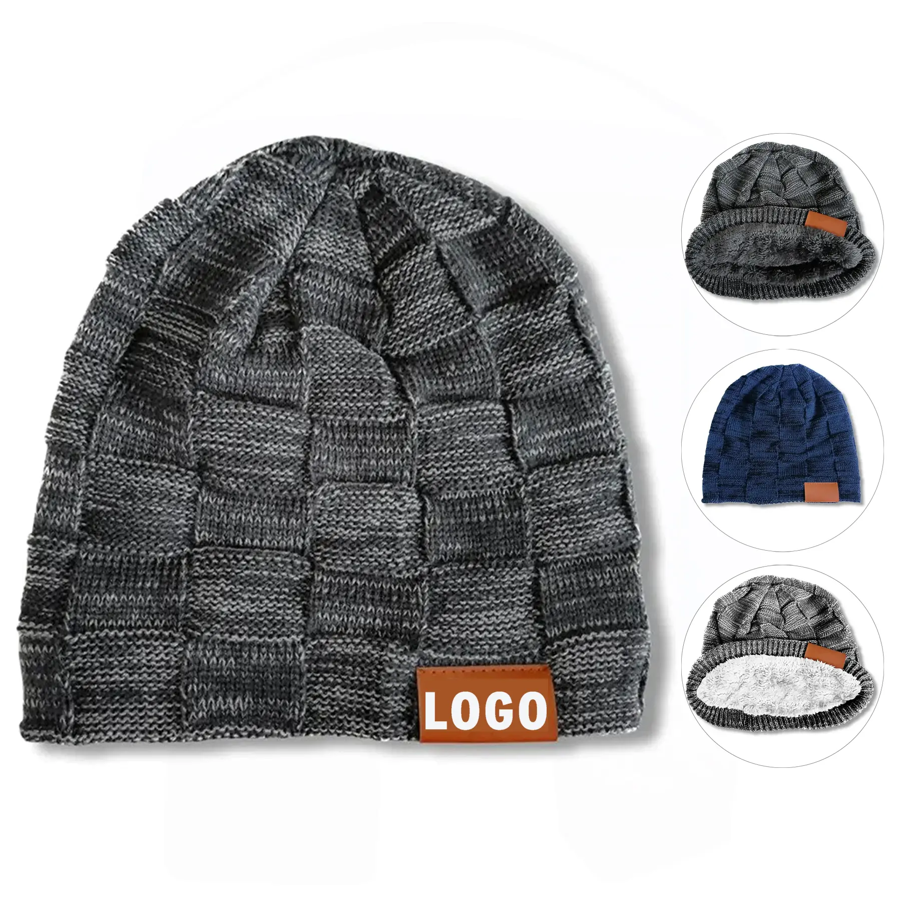 Unisex Extra Warm Chunky Slouchy Beanie Fleece Lining Winter Hat 2