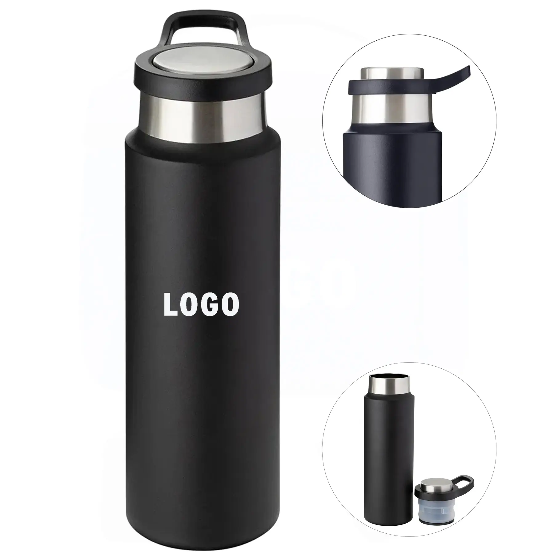 22oz Vacuum Insulated Stainless Steel Water Bottle Push Lock Lid 2