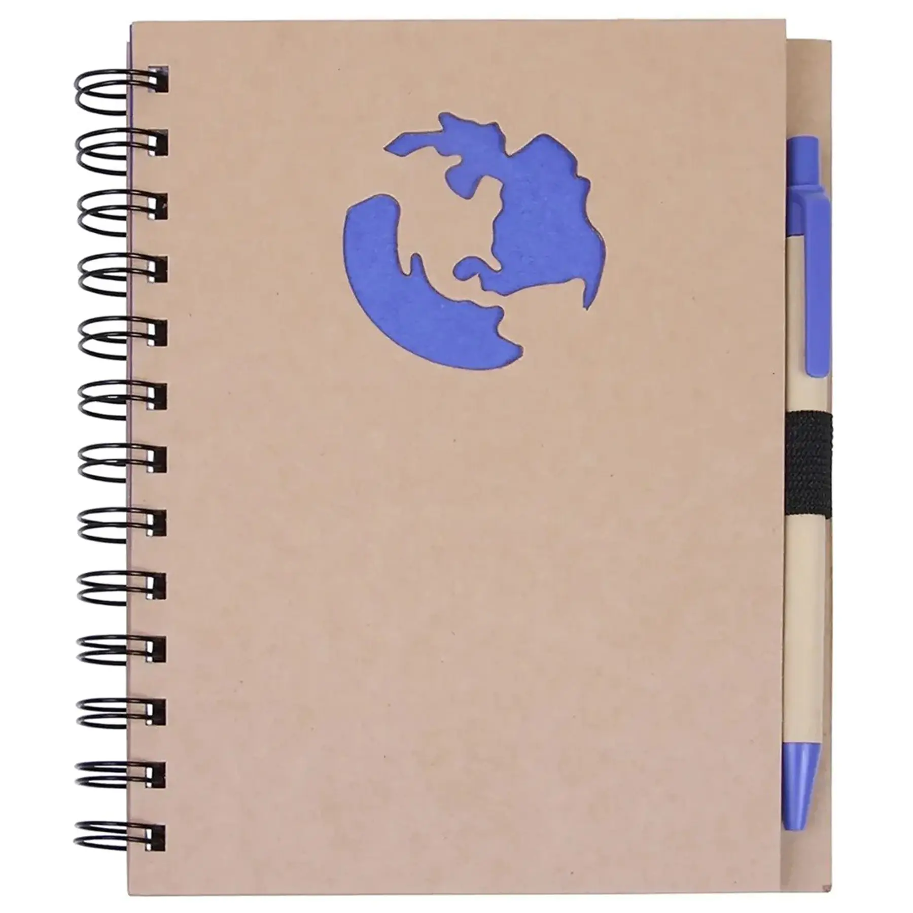 World Map Die Cut Spiral Notebook Pen Set
