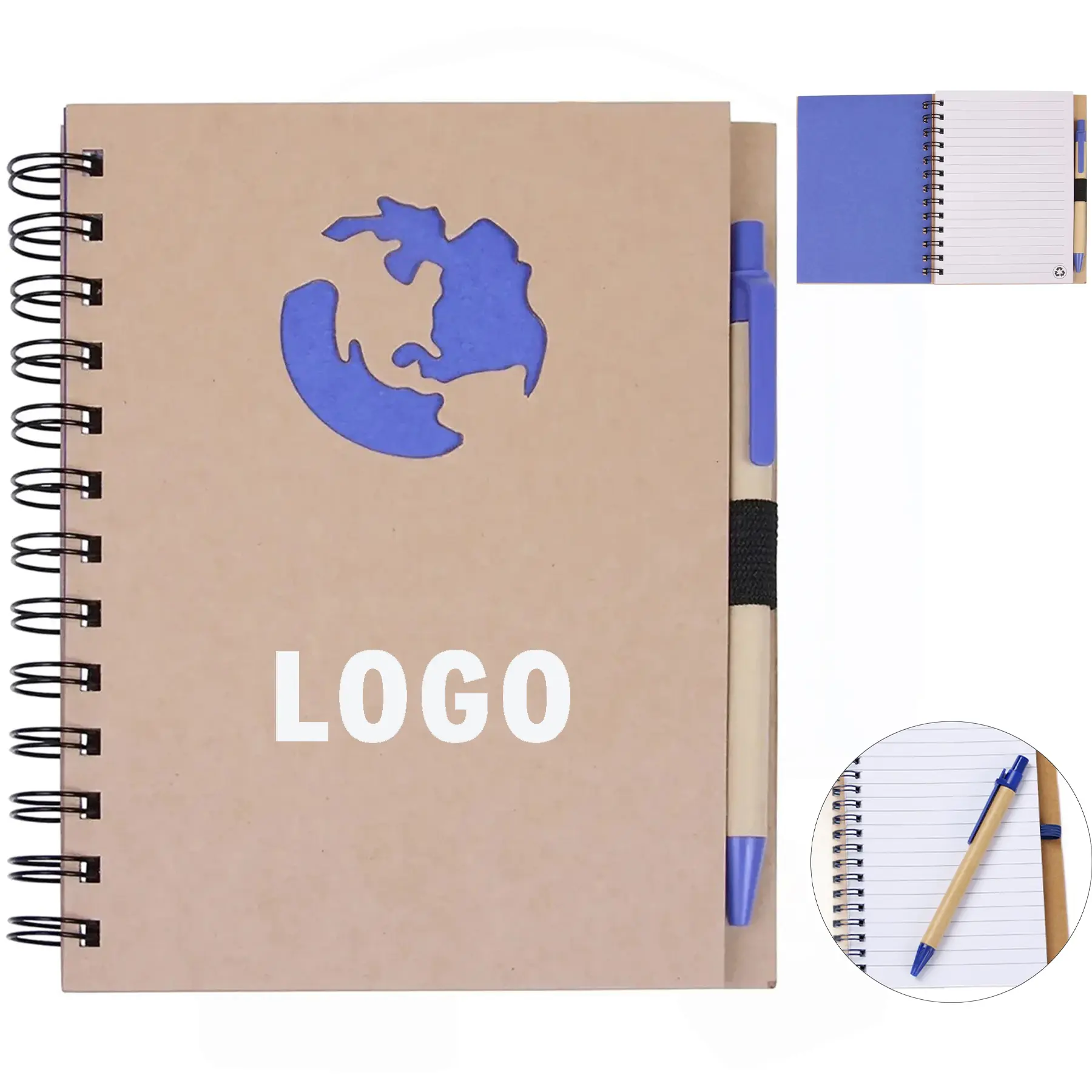 World Map Die Cut Spiral Notebook Pen Set 2