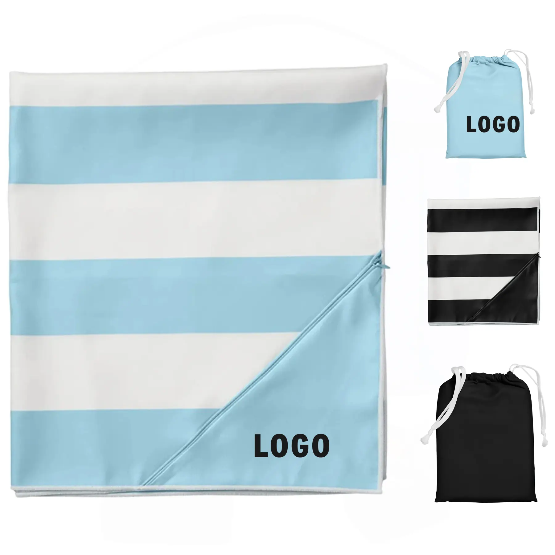 Sustainable Travel Towel: Quick-Dry Sand-Resistant Microfiber with Zippered Pouch 2