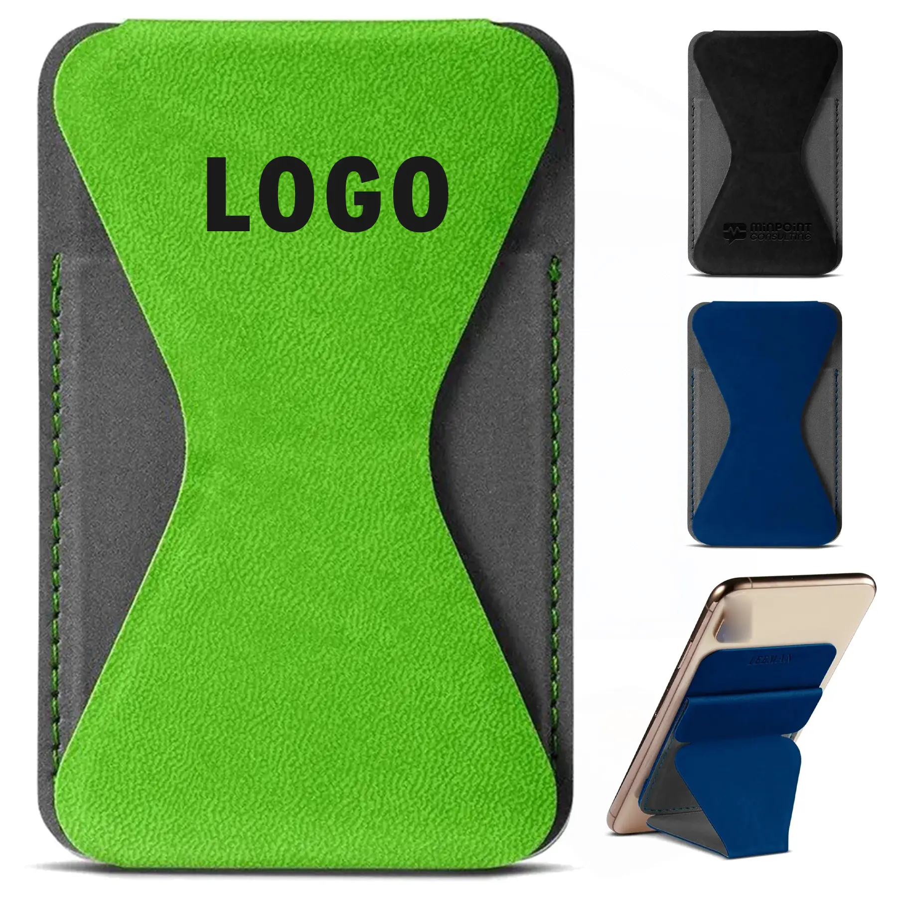 Magnetic Soft PU Leather Wallet Phone Stand Card Holder Strong Adhesive Back 2