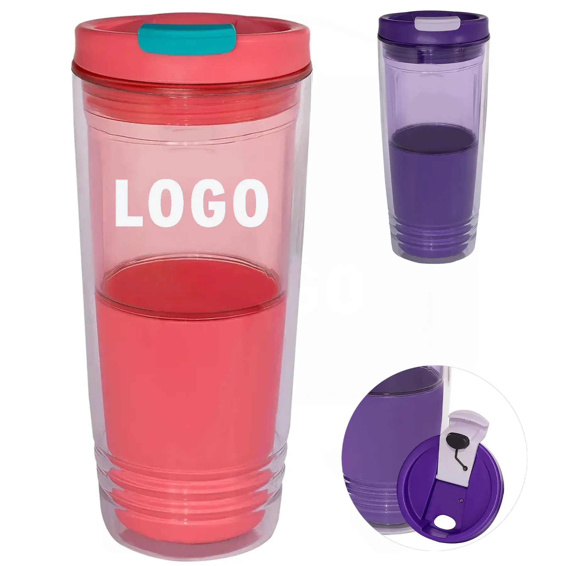 22oz Tritan Double Wall Insulated Tumbler Leak Resistant Lid Hot Cold Beverages 2