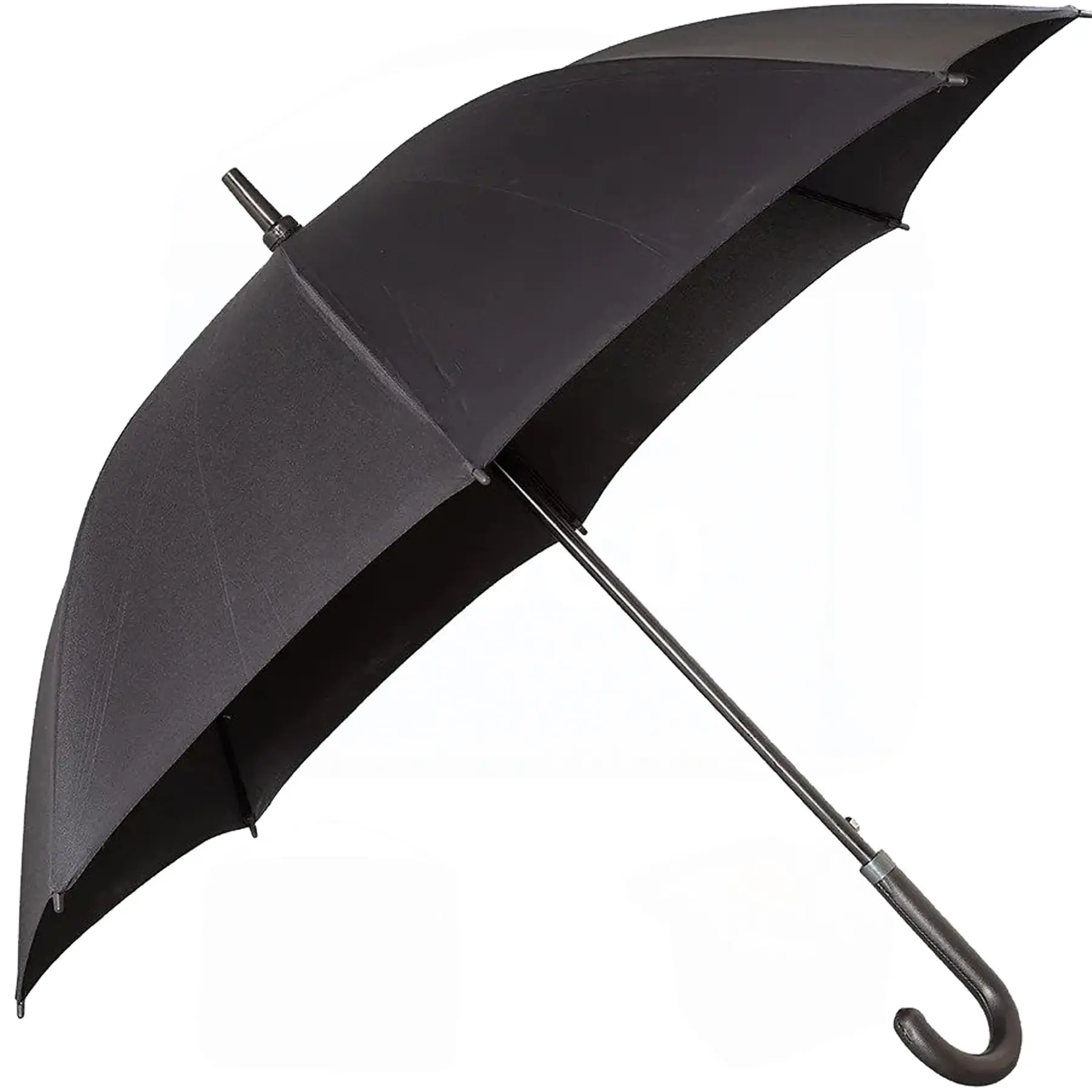 Automatic Open Executive Umbrella Curved Faux Leather Handle