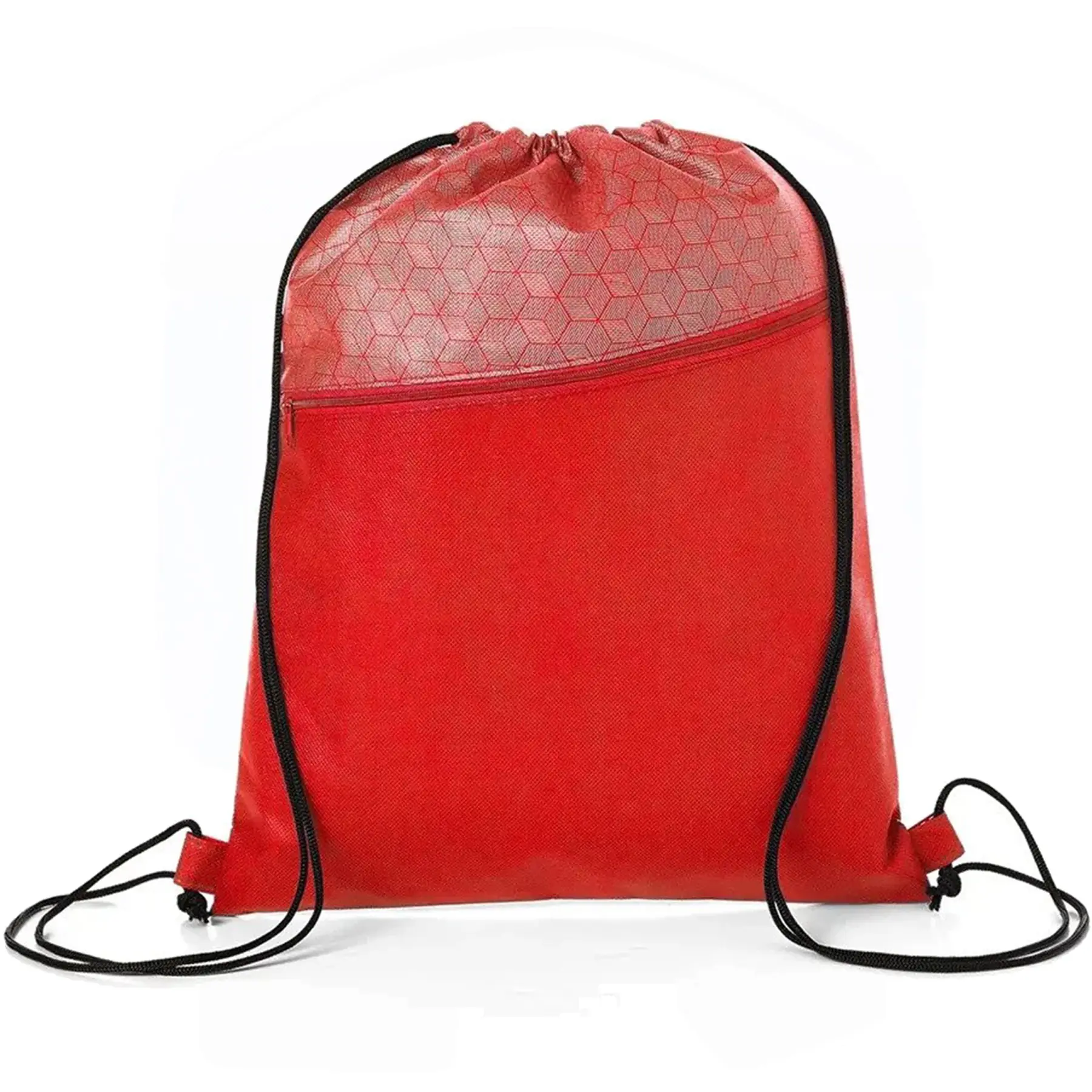Geometric Hexagon Drawstring Backpack with Zipper Pocket