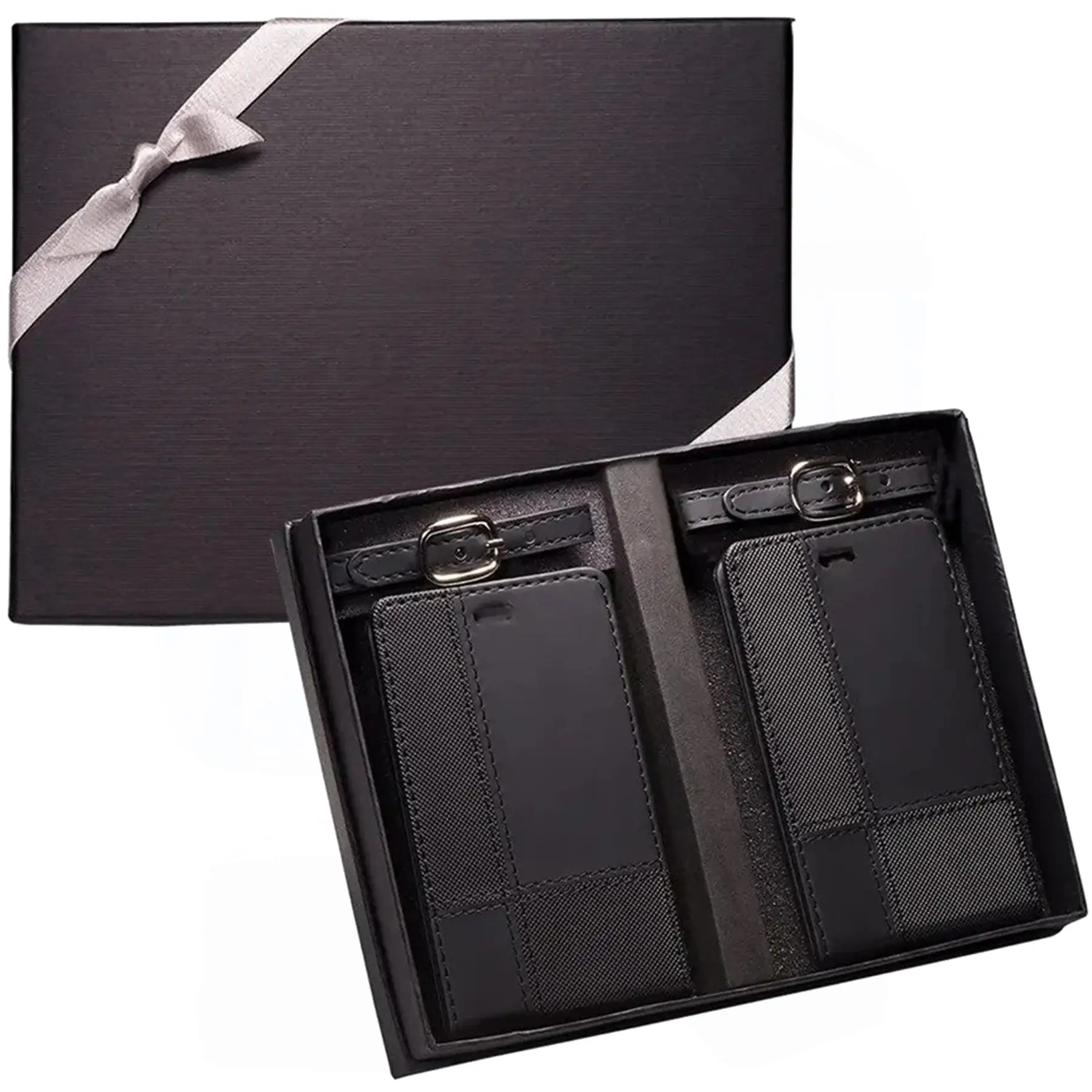 Duo Textured Faux Leather Luggage Tags Pair
