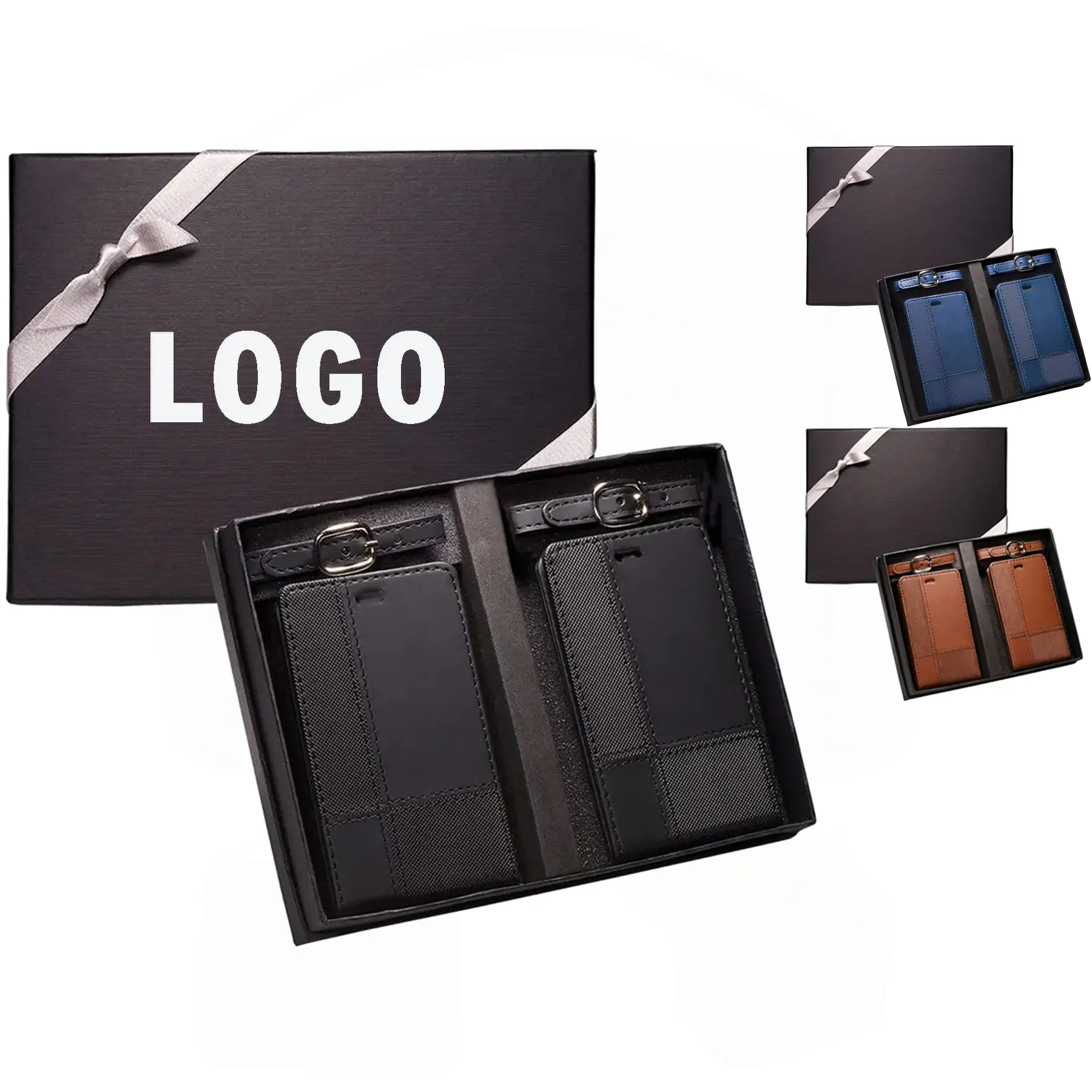 Duo Textured Faux Leather Luggage Tags Pair 2