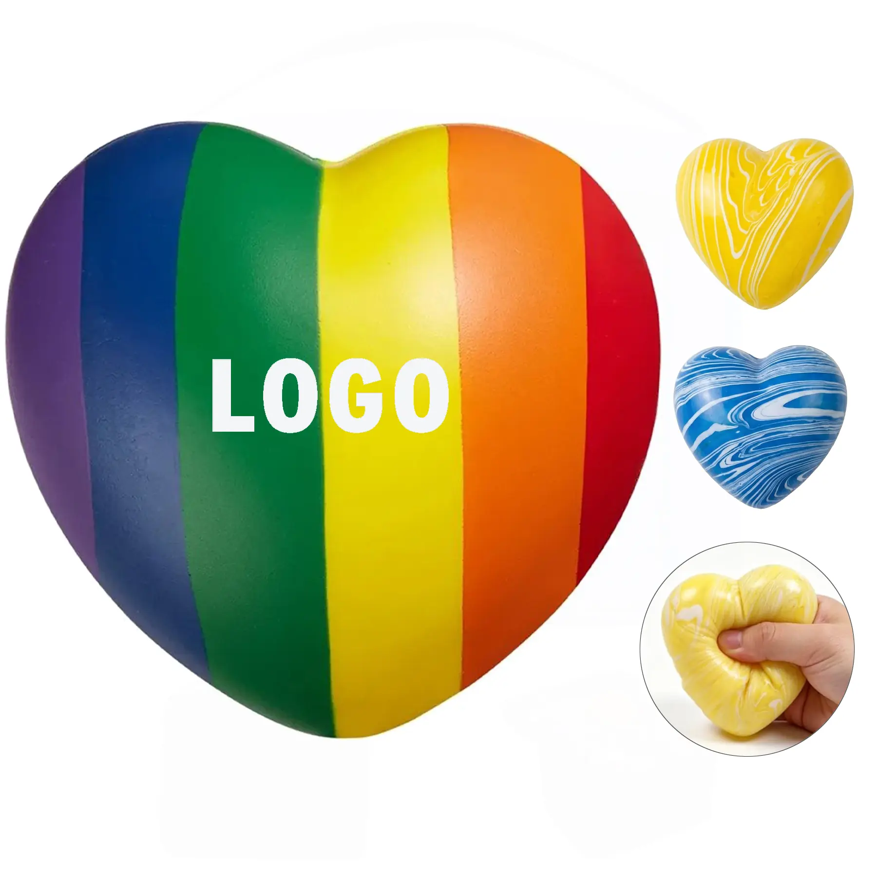 Rainbow Pride Heart Squeeze Ball Stress Relief Toy 2