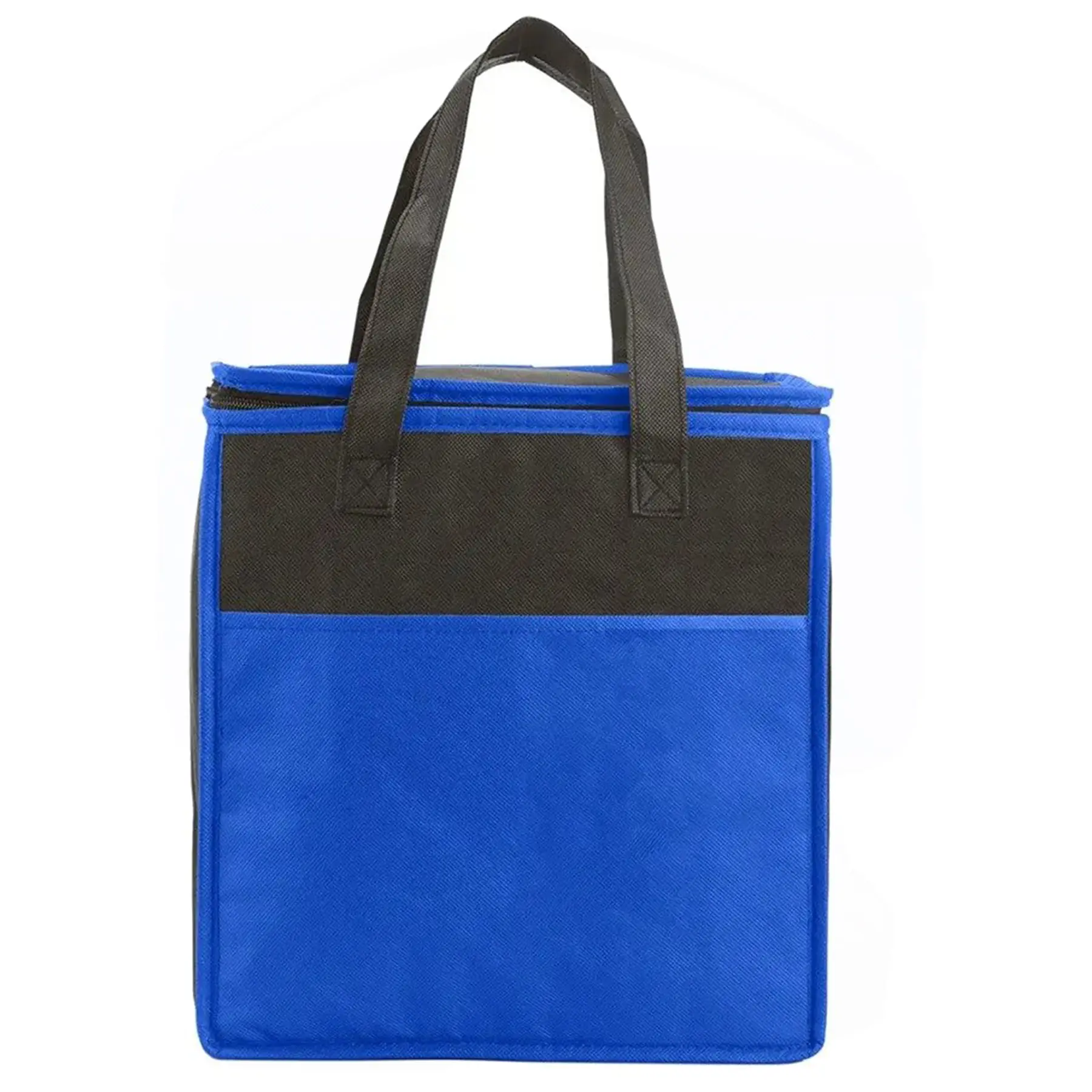 Thermal Insulated Grocery Tote with Zipper, Reusable Non-Woven Shopping Bag