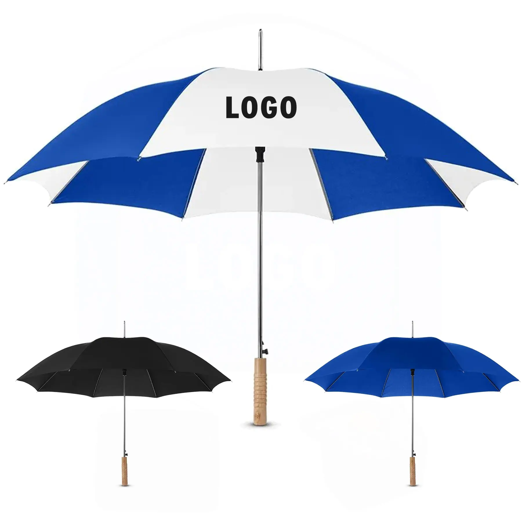 48 Arc Stick Umbrella Eucalyptus Handle Auto Open Manual Close 8 Panel 2