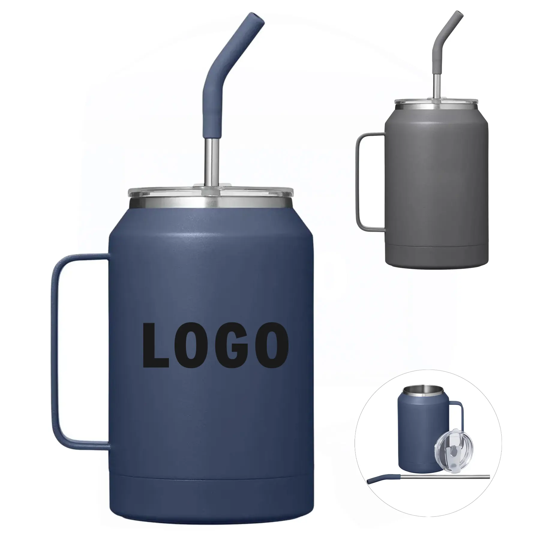 32oz Vacuum Insulated Stainless Steel Travel Mug Push Lid Straw 2