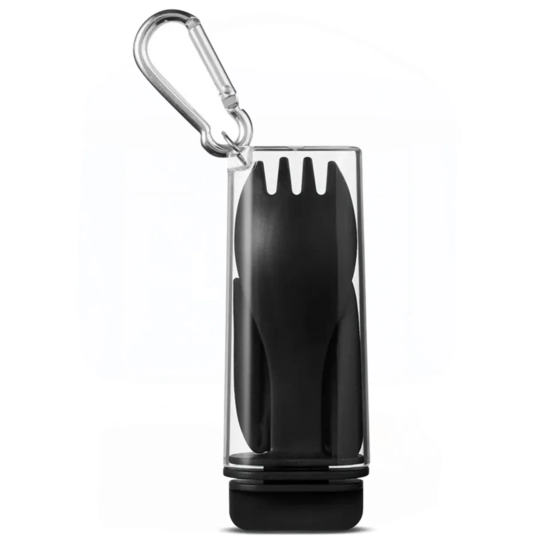 Reusable Silicone Straw Spork Set Carabiner Clip Portable Kit