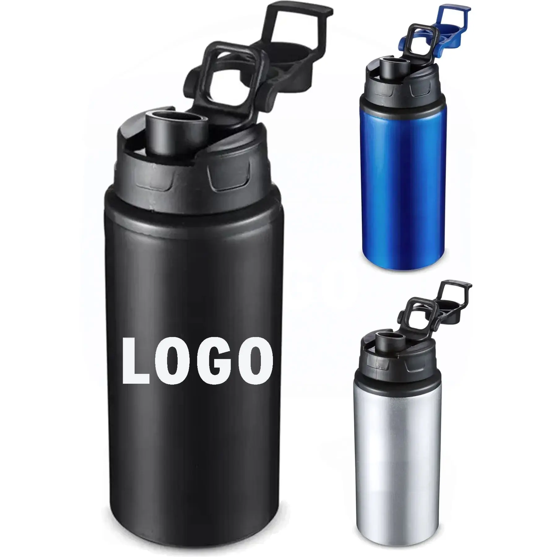 16.9oz Aluminum Water Bottle Glossy Push Pull Lid 2