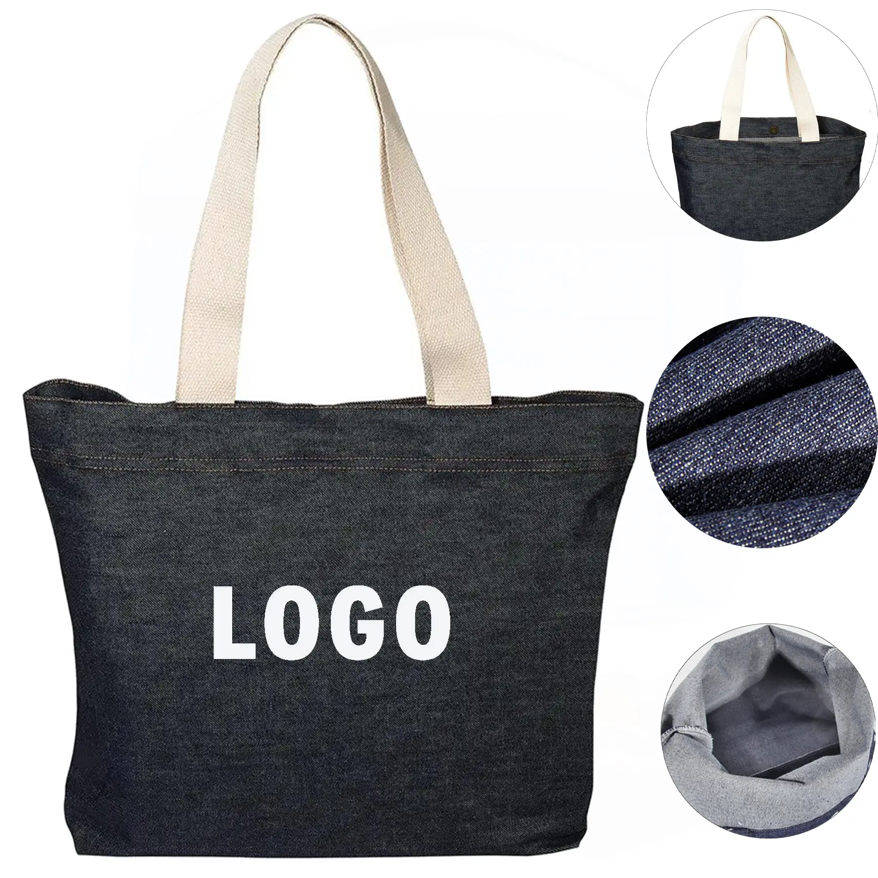 Classic Cotton Denim Carryall Tote 2